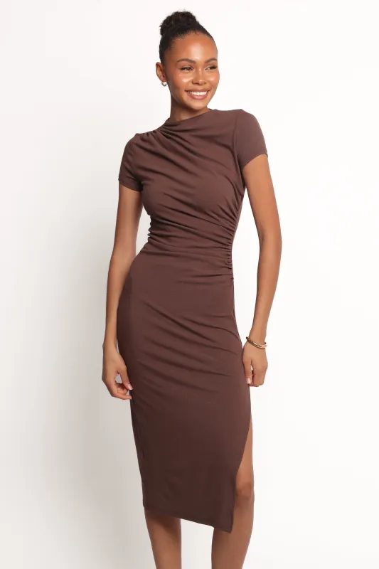 Lioren Midi Dress - Brown sold by Petal & Pup