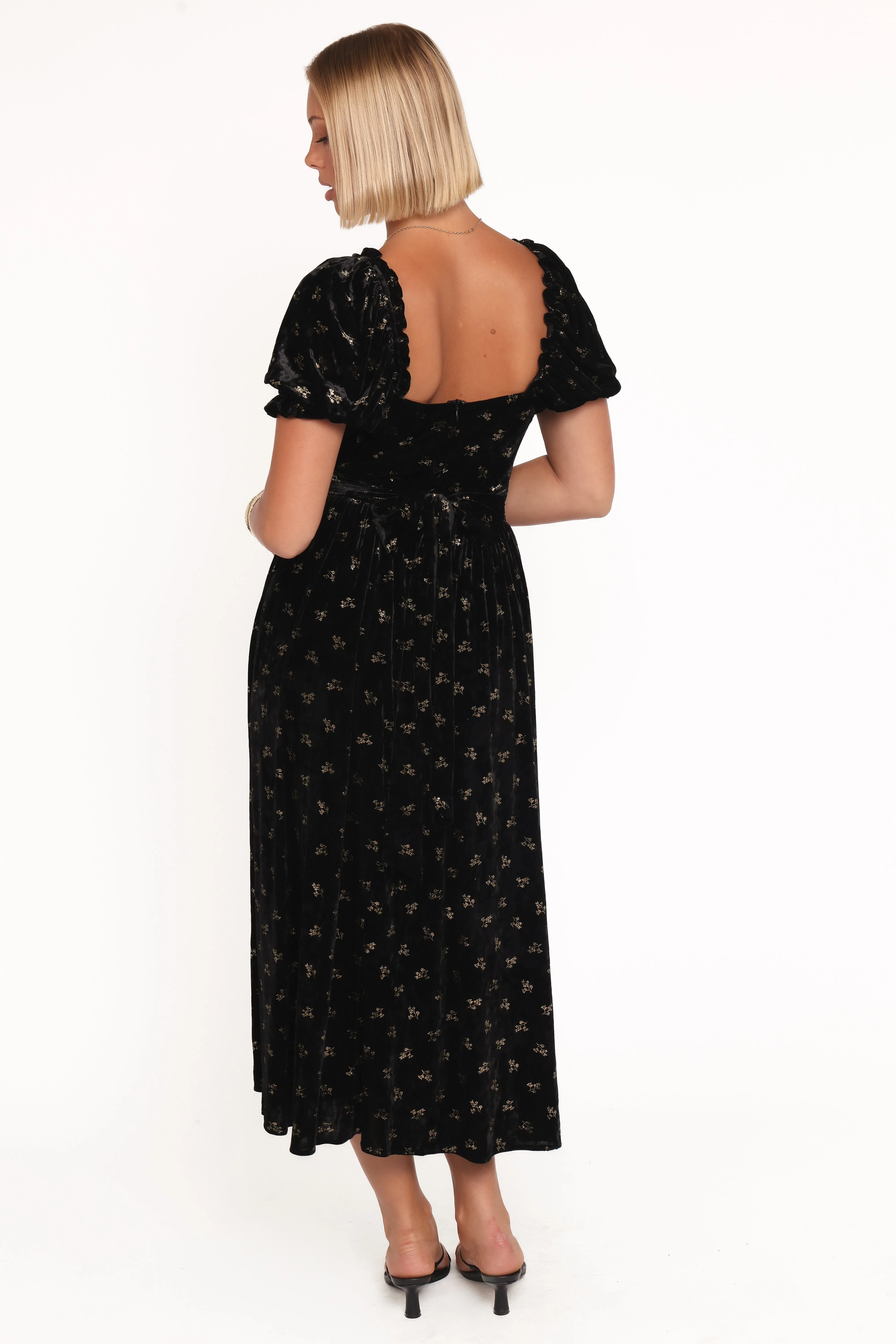 Farryn Maxi Dress - Black/Gold Velvet sold by Petal & Pup product image thumbnail 4