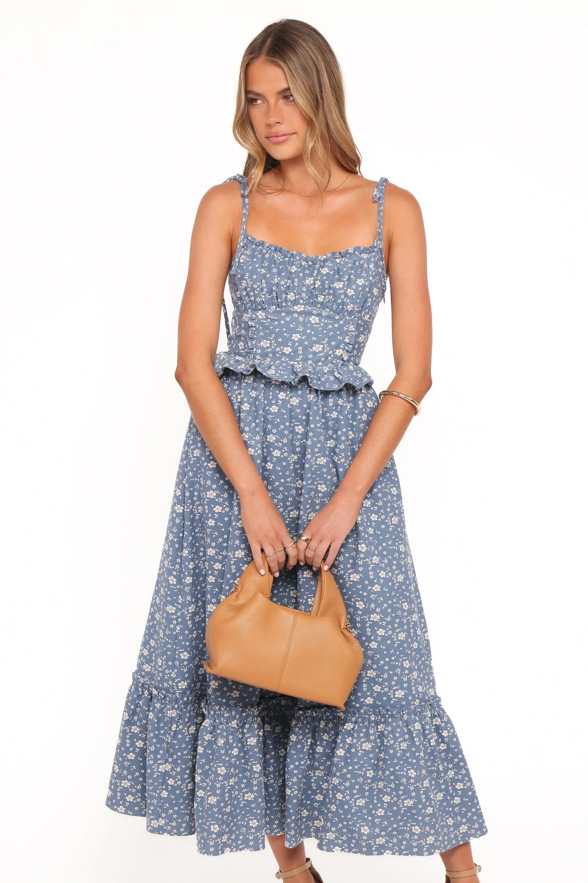 Karie Midi Dress - Blue Floral sold by Petal & Pup