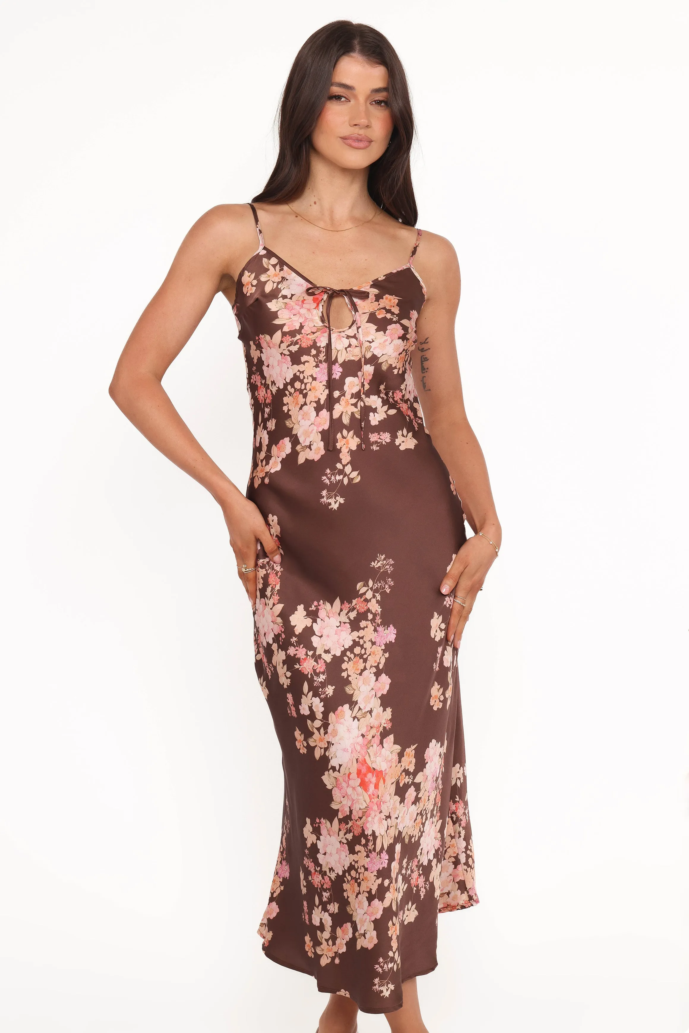 Jamila Midi Dress - Brown Floral sold by Petal & Pup