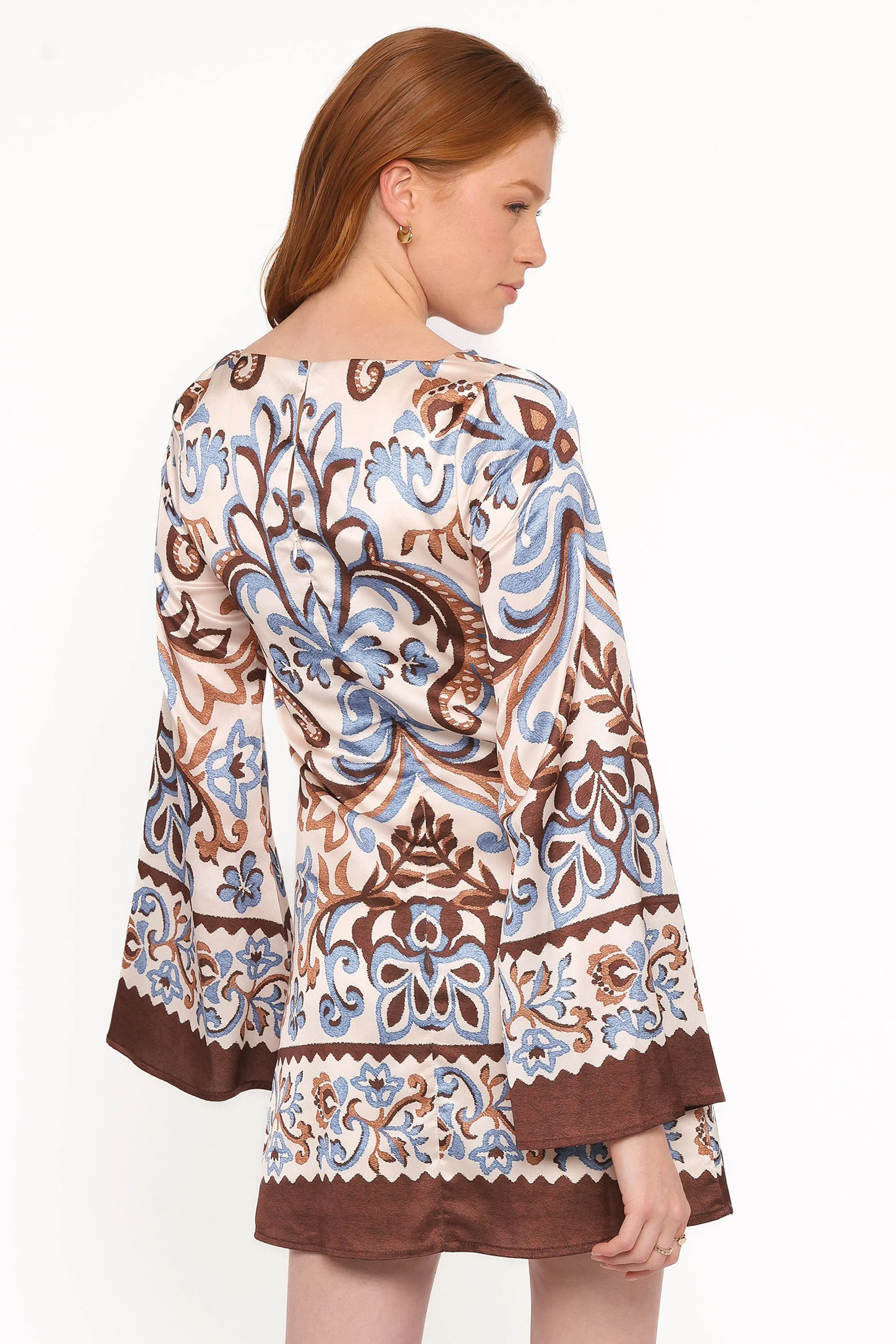 Megan Mini Dress - Ivory Brown Blue sold by Petal & Pup