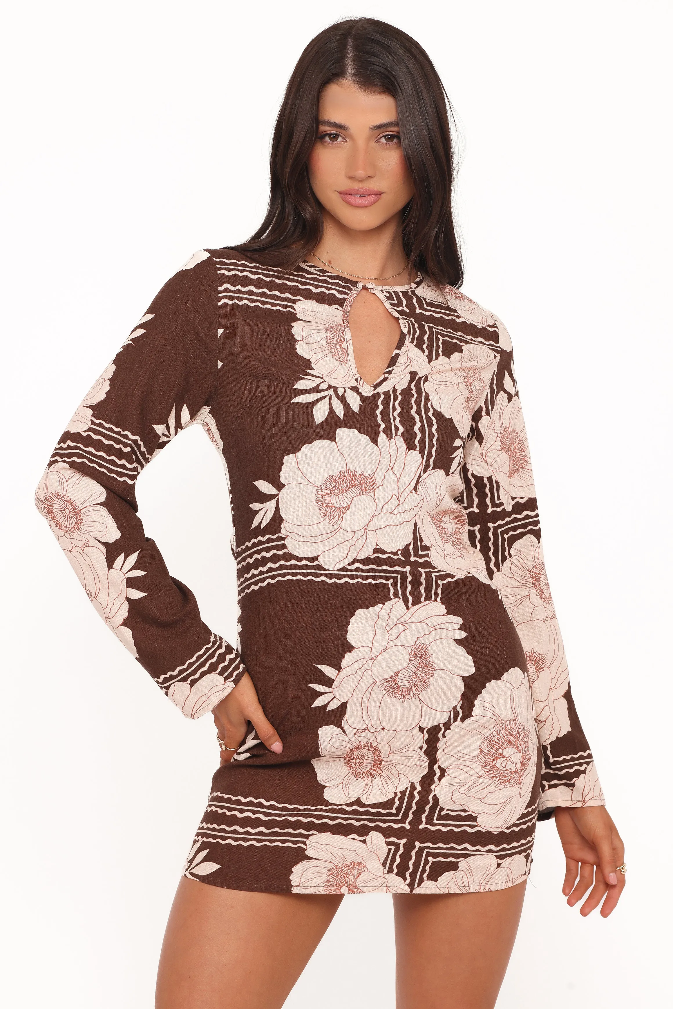 Marylon Mini Dress - Brown Floral sold by Petal & Pup