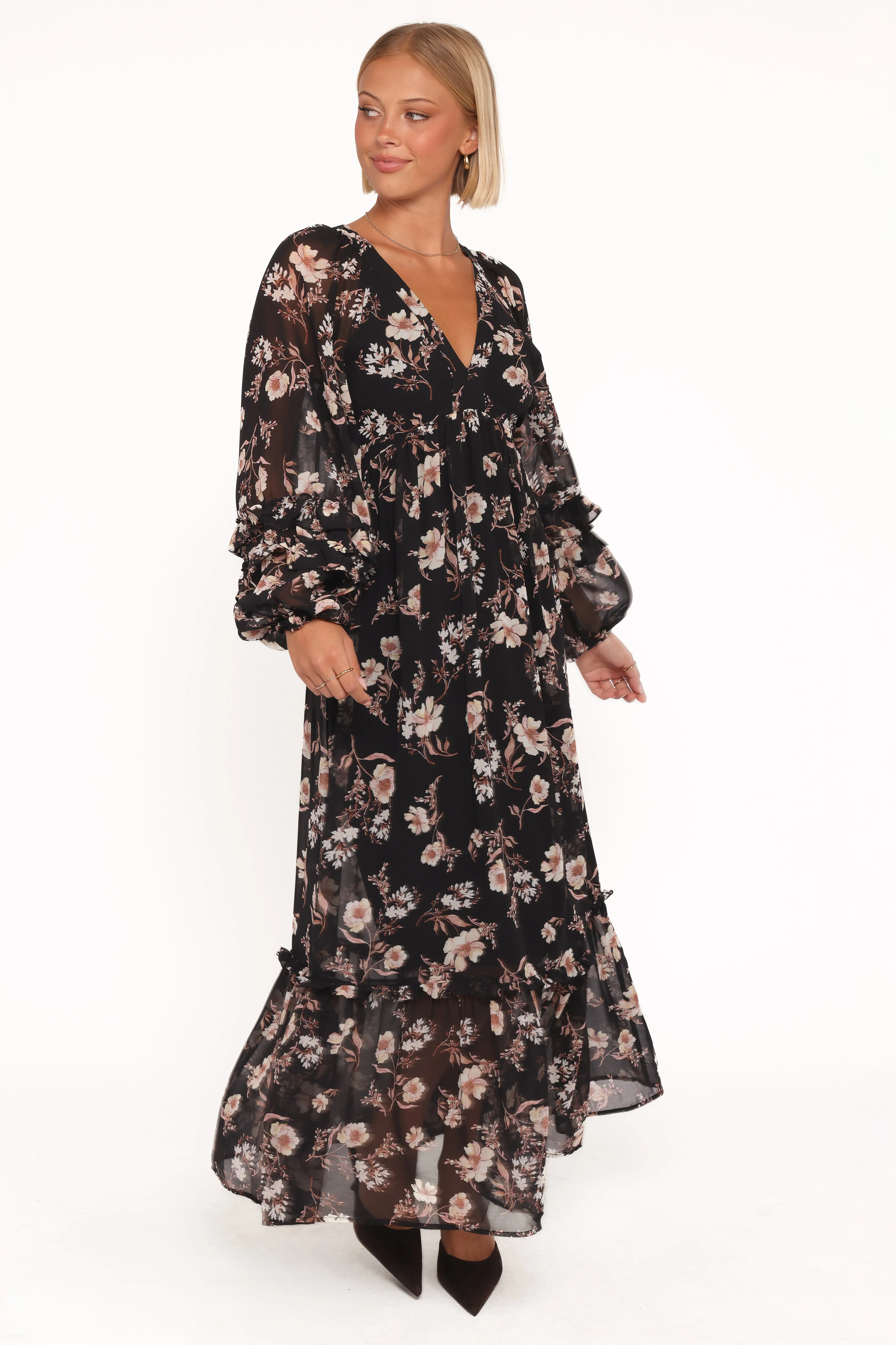 Evian Long Sleeve Maxi Dress - Black Floral sold by Petal & Pup product image thumbnail 5