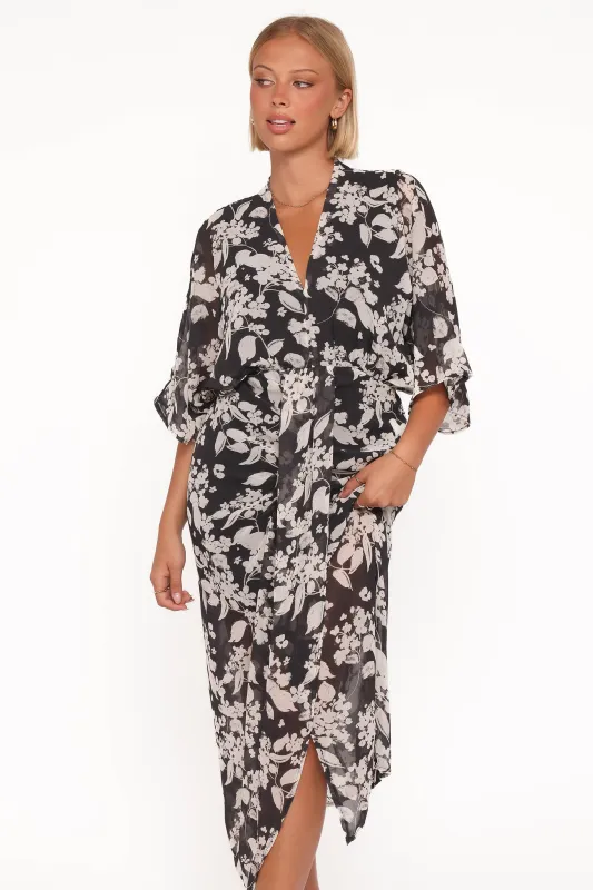 Audrina Maxi Dress - Black Floral sold by Petal & Pup