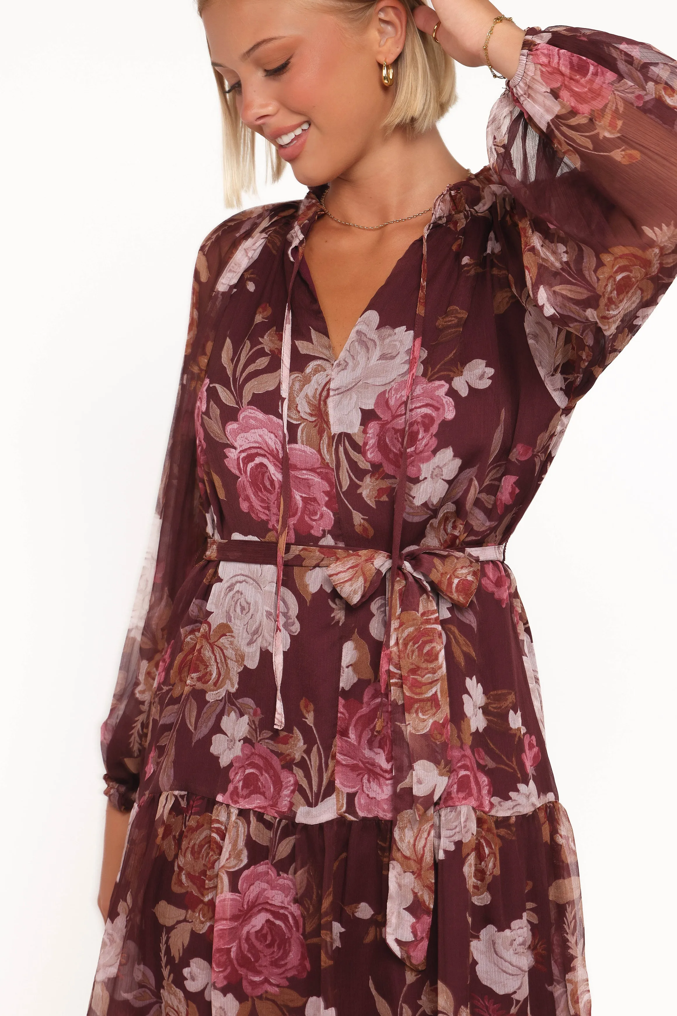 Hensely Mini Dress - Burgundy Brandy Bloom sold by Petal & Pup product image thumbnail 2