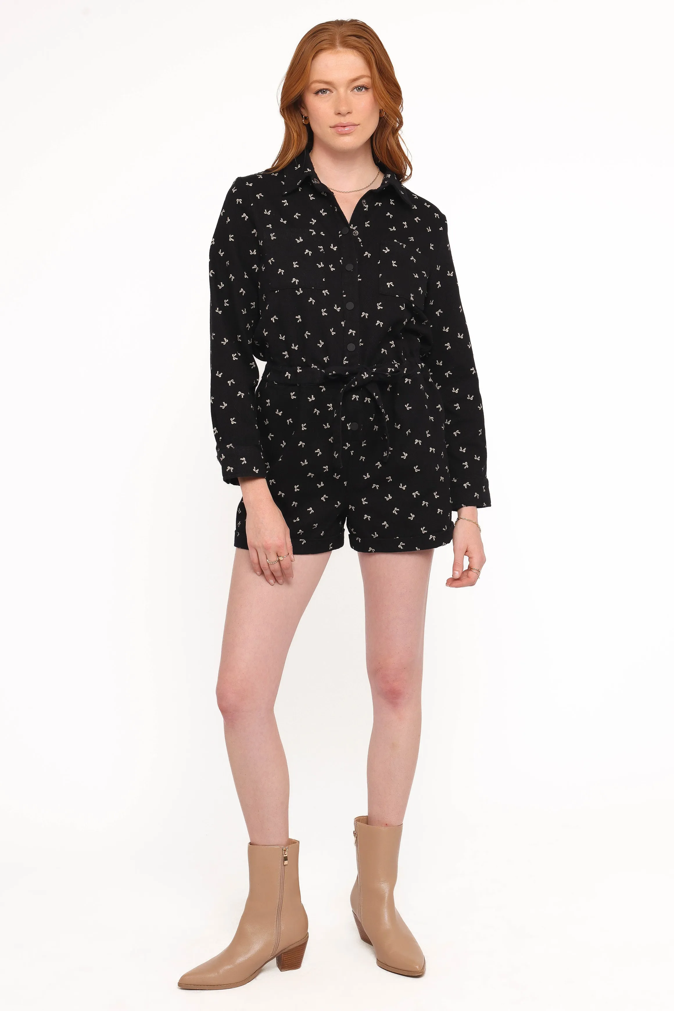 Niqui Long Sleeve Romper - Black Cream sold by Petal & Pup product image thumbnail 5