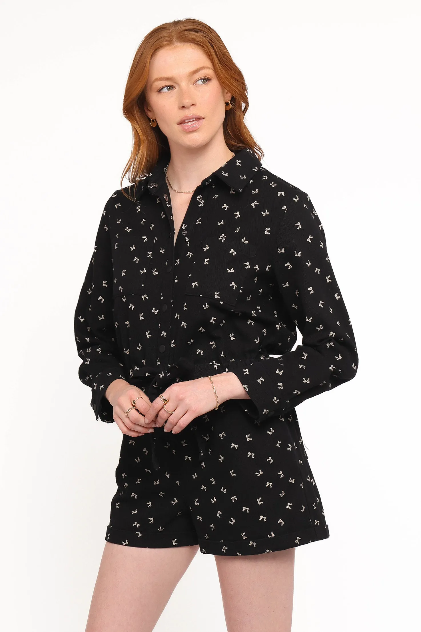 Niqui Long Sleeve Romper - Black Cream sold by Petal & Pup product image thumbnail 3