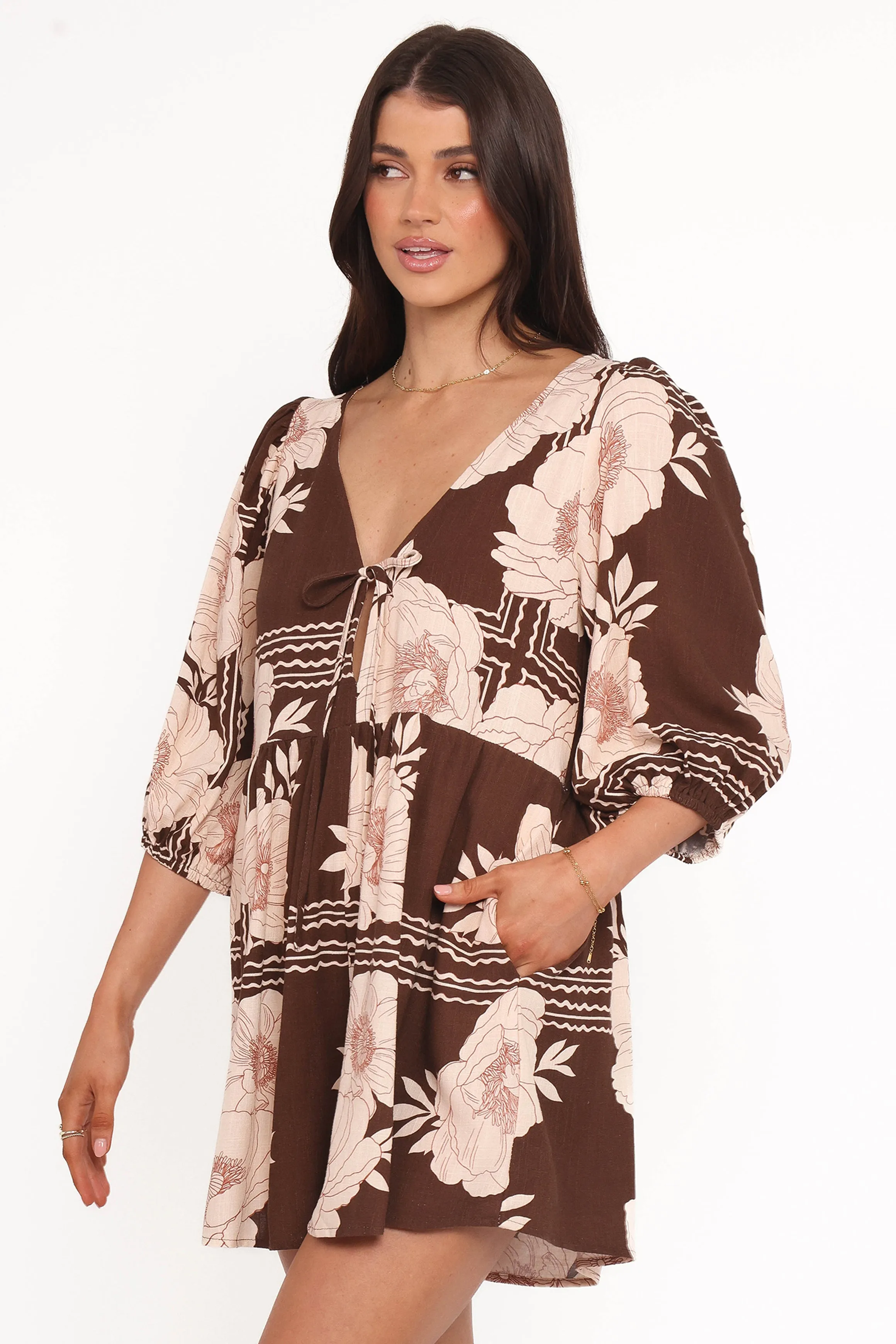 Henley Romper - Brown Floral sold by Petal & Pup product image thumbnail 4