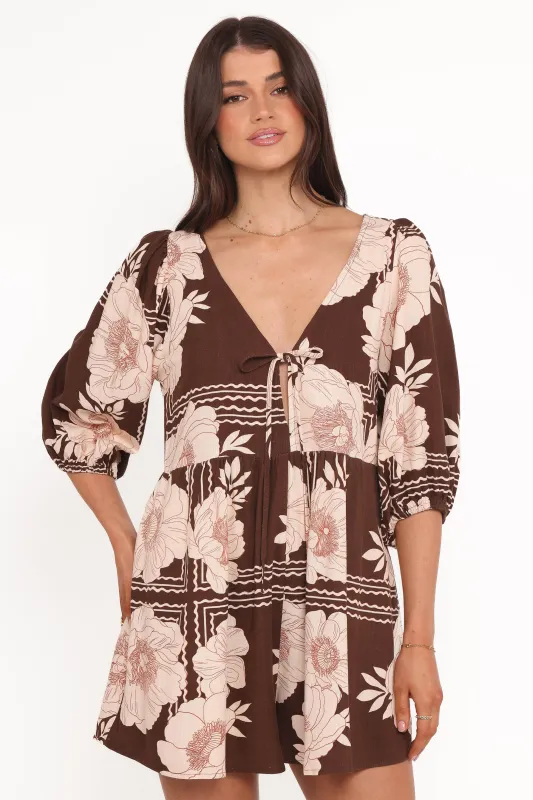 Henley Romper - Brown Floral sold by Petal & Pup