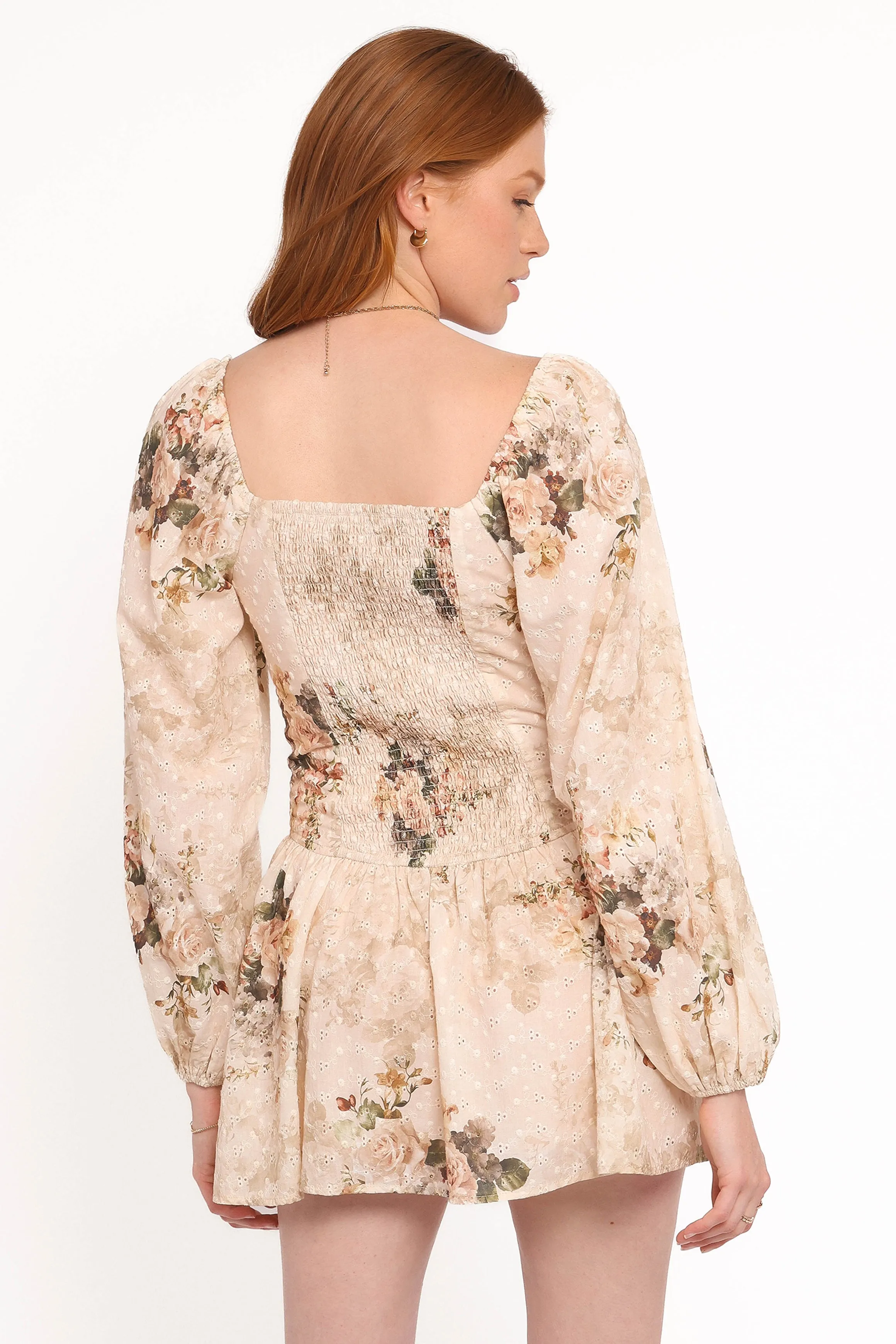Greta Long Sleeve Romper - Beige Floral sold by Petal & Pup product image thumbnail 4