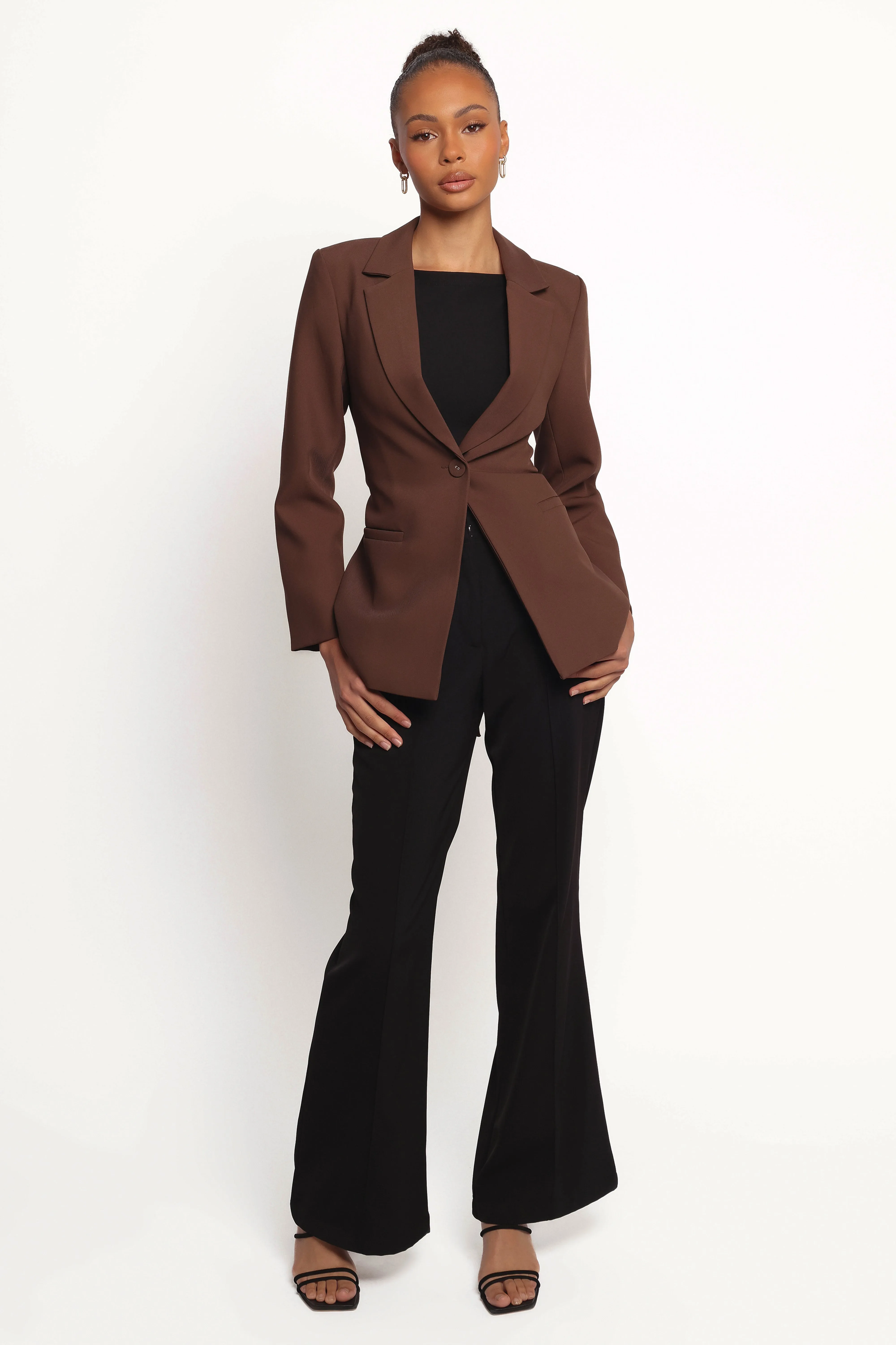 Eliana Waist Tie Blazer - Espresso sold by Petal & Pup product image thumbnail 5