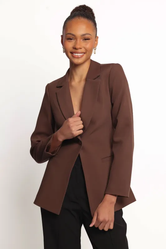 Eliana Waist Tie Blazer - Espresso sold by Petal & Pup