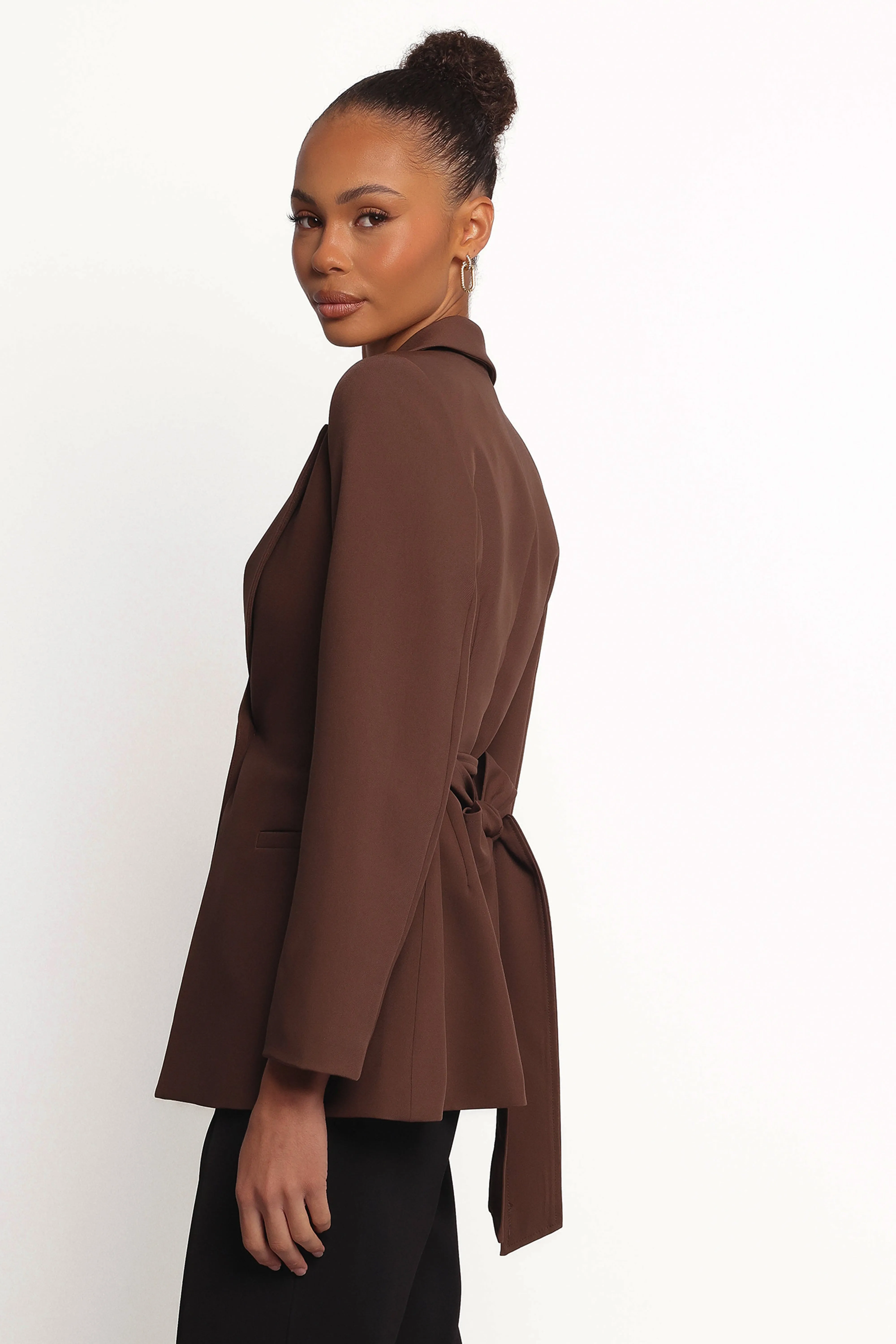 Eliana Waist Tie Blazer - Espresso sold by Petal & Pup product image thumbnail 4