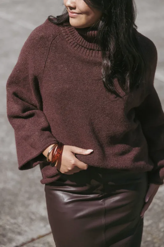 Bindy Cowlneck Knit Sweater - Brown sold by Petal & Pup