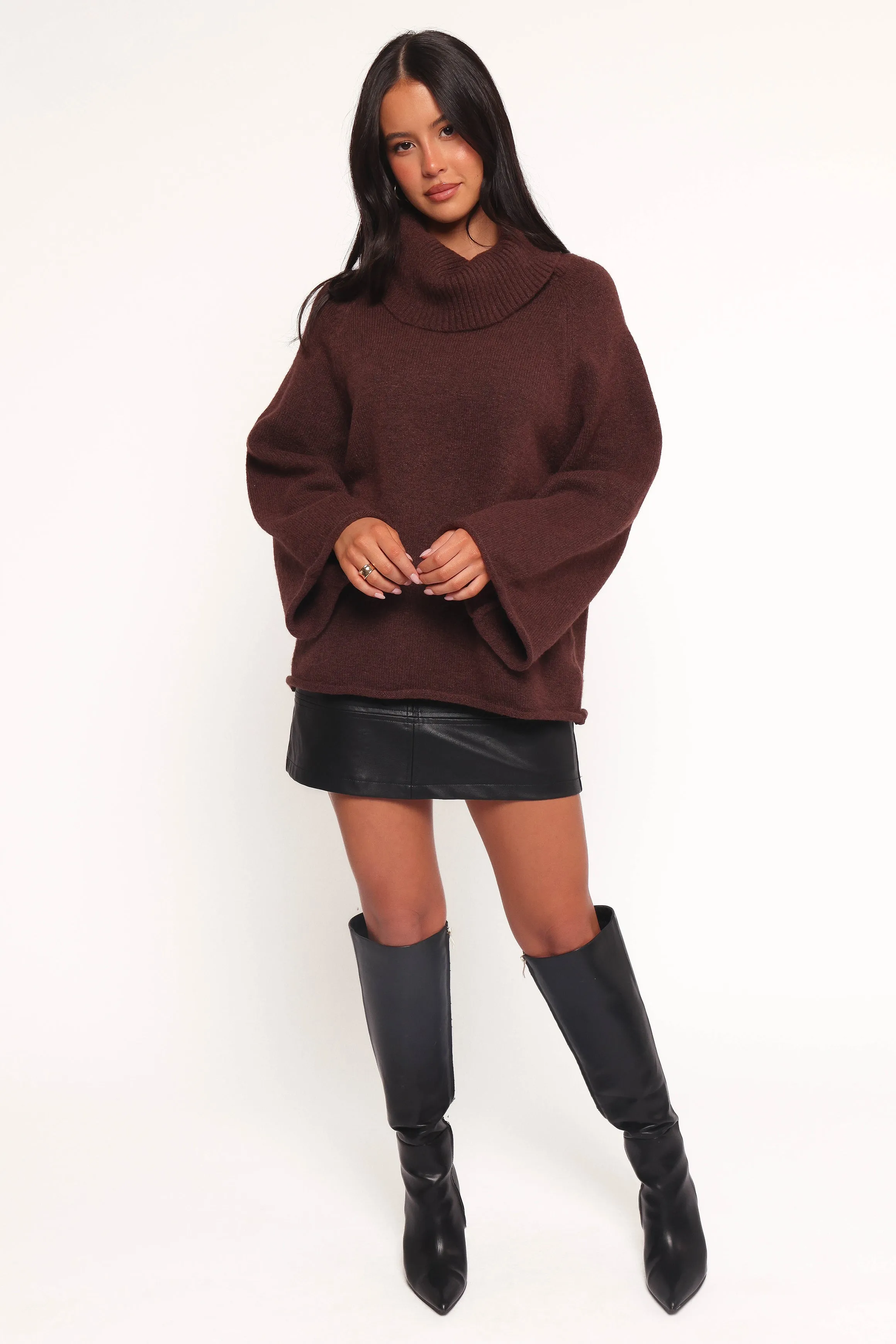 Bindy Cowlneck Knit Sweater - Brown sold by Petal & Pup product image thumbnail 2