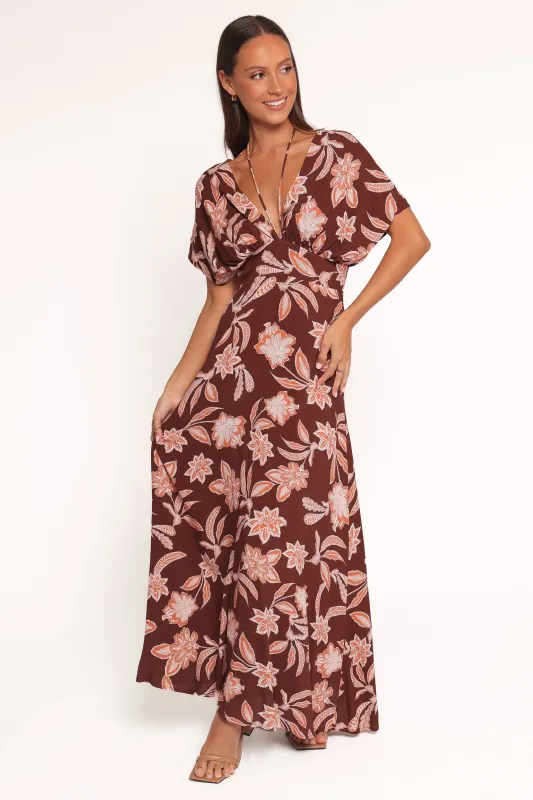 Yolande Midi Dress - Orange Floral sold by Petal & Pup
