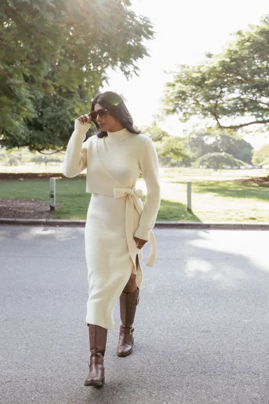 Aerin Knit Dress - Cream made by Petal & Pup