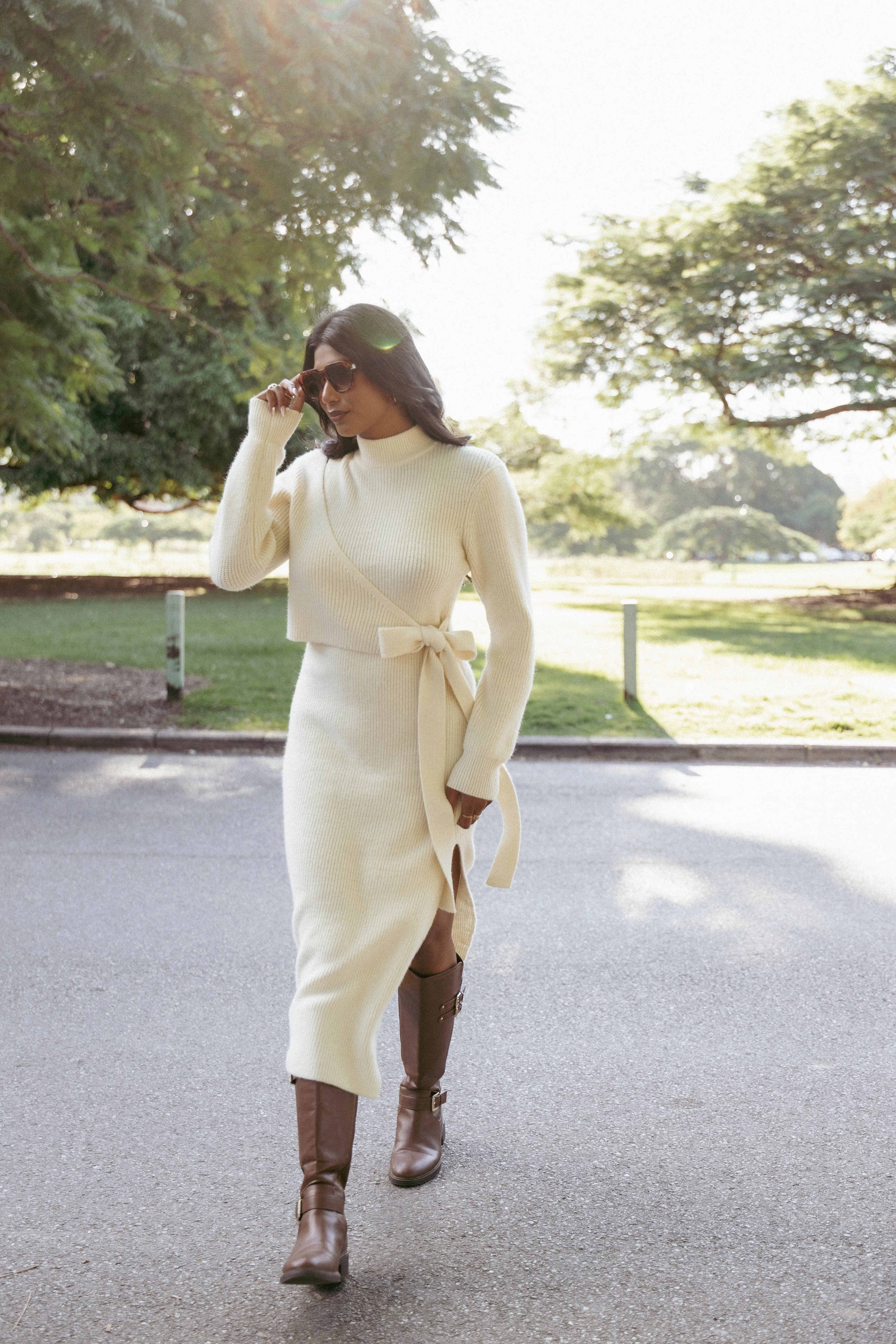 Aerin Knit Dress - Cream sold by Petal & Pup