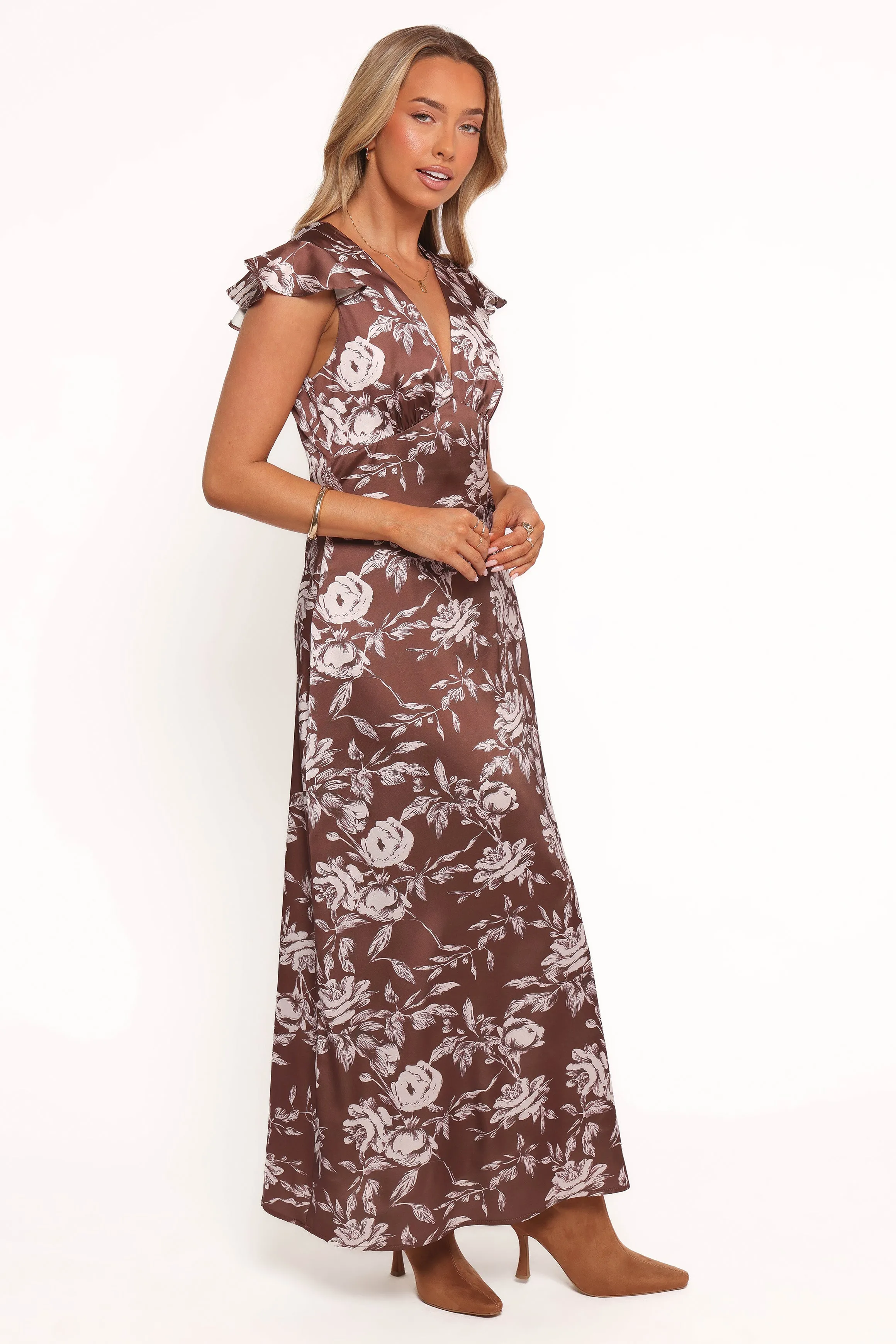 Solara Maxi Dress - Brown Floral Print sold by Petal & Pup product image thumbnail 3