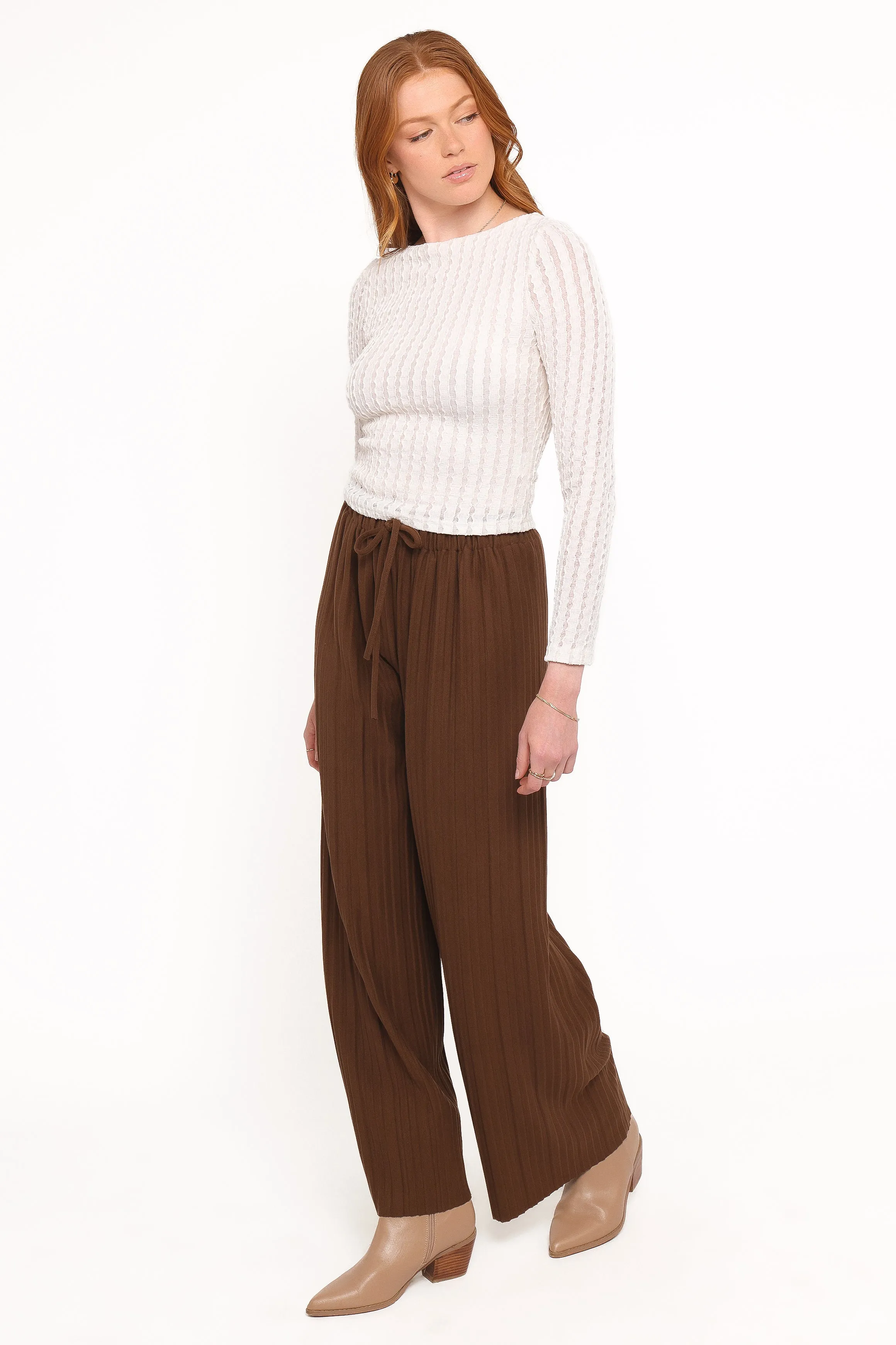 Davis Pleated Knit Pant - Brown sold by Petal & Pup product image thumbnail 3