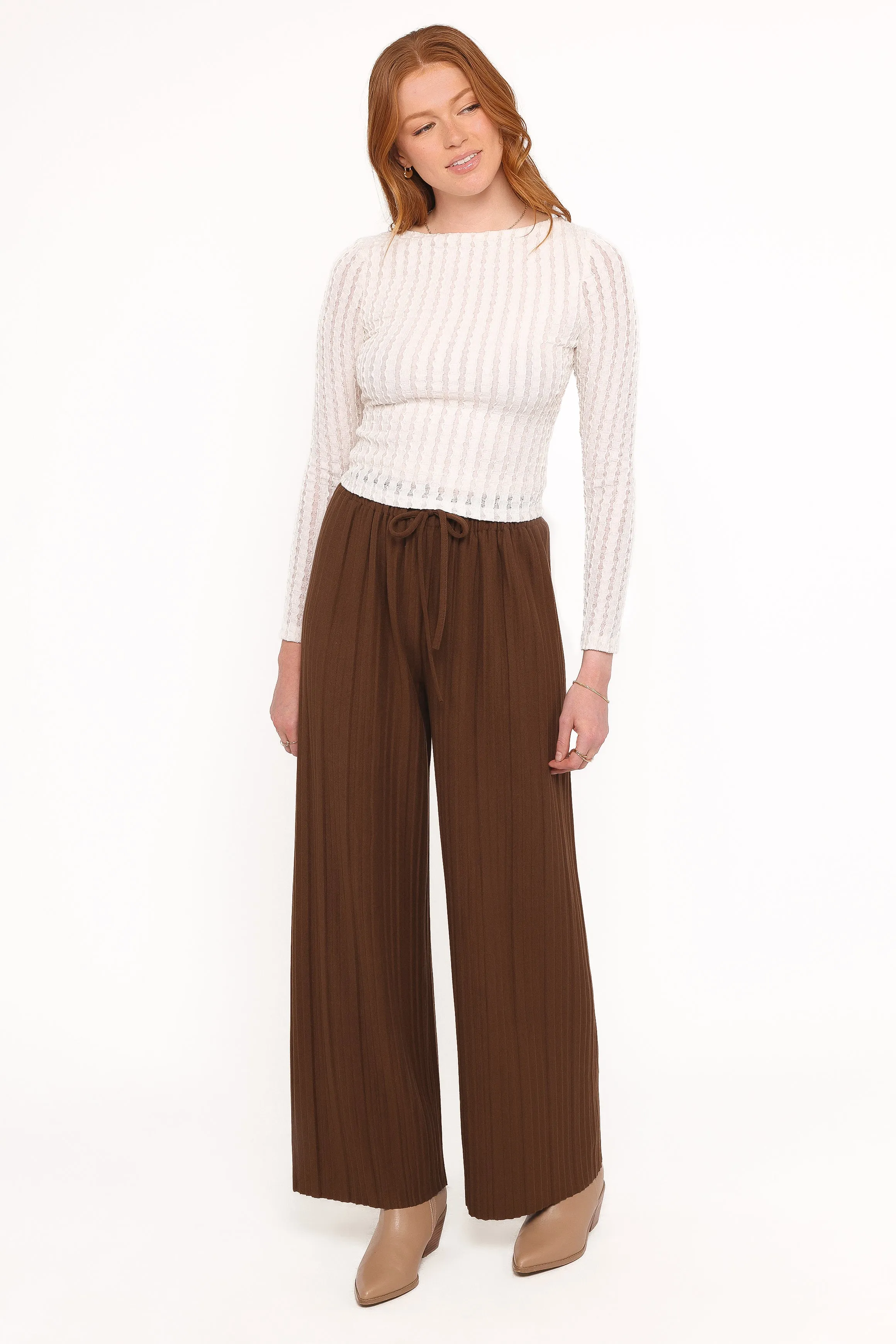 Davis Pleated Knit Pant - Brown sold by Petal & Pup product image thumbnail 5