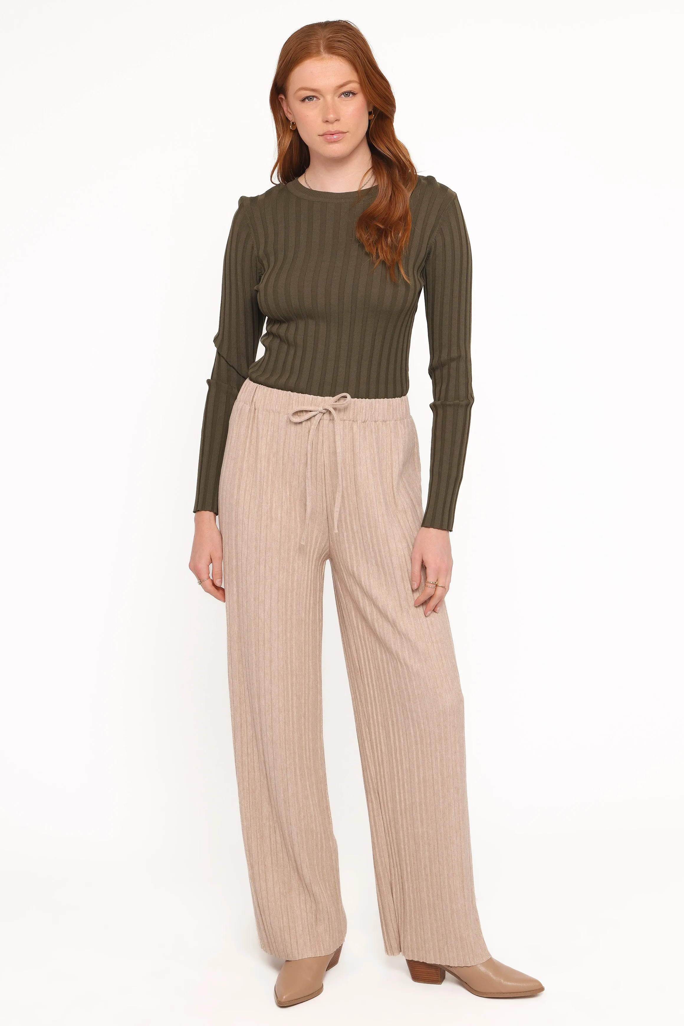 Davis Pleated Knit Pant - Beige sold by Petal & Pup product image thumbnail 4