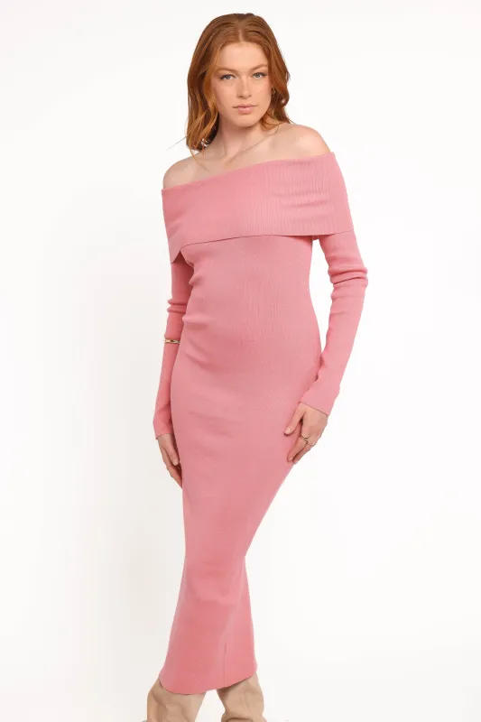 Archie Off The Shoulder Midi Dress - Rose sold by Petal & Pup