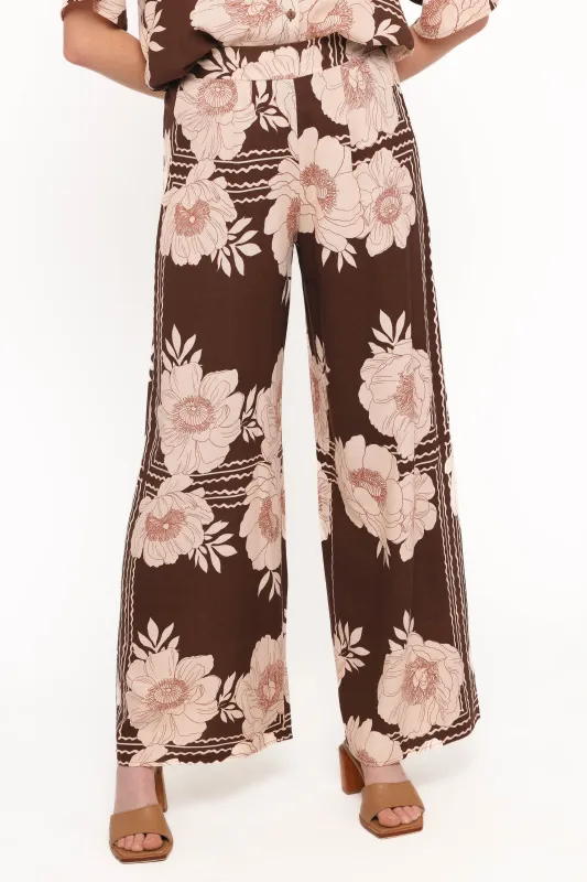 Bernadine Wide Leg Pant - Brown Floral sold by Petal & Pup