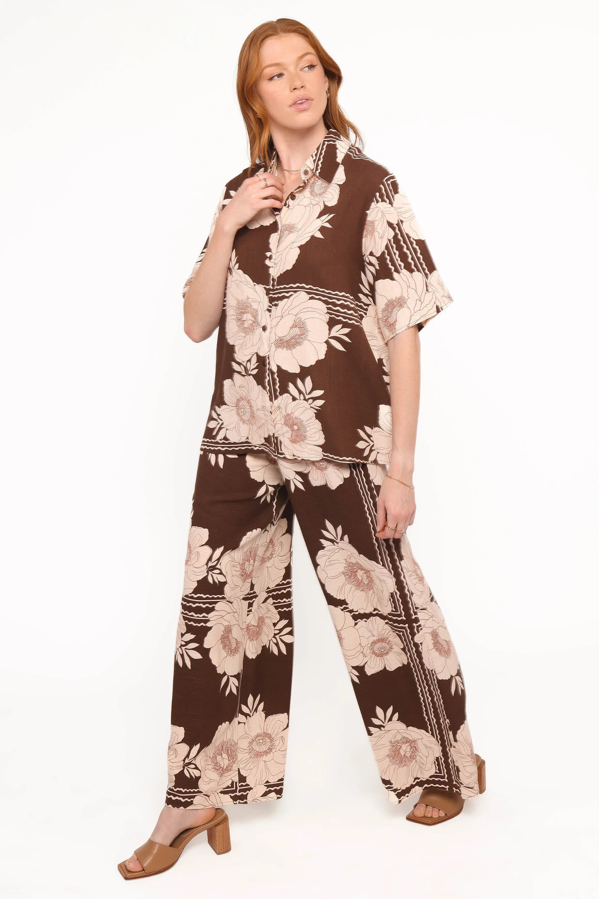 Bernadine Wide Leg Pant - Brown Floral sold by Petal & Pup product image thumbnail 3
