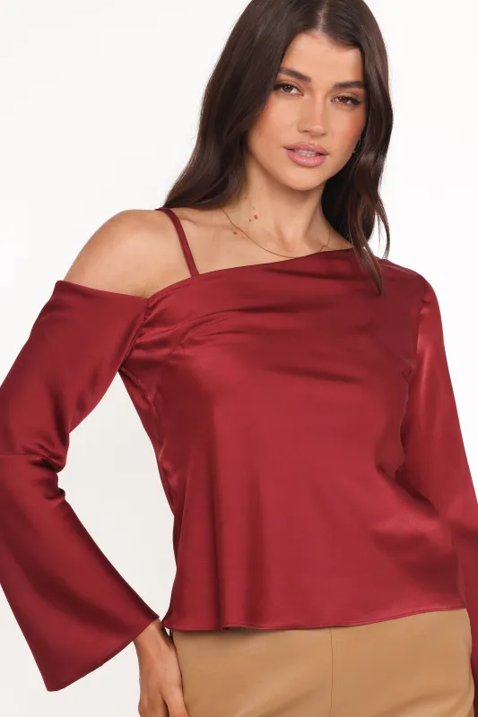 Brisa Off Shoulder Top - Cherry sold by Petal & Pup