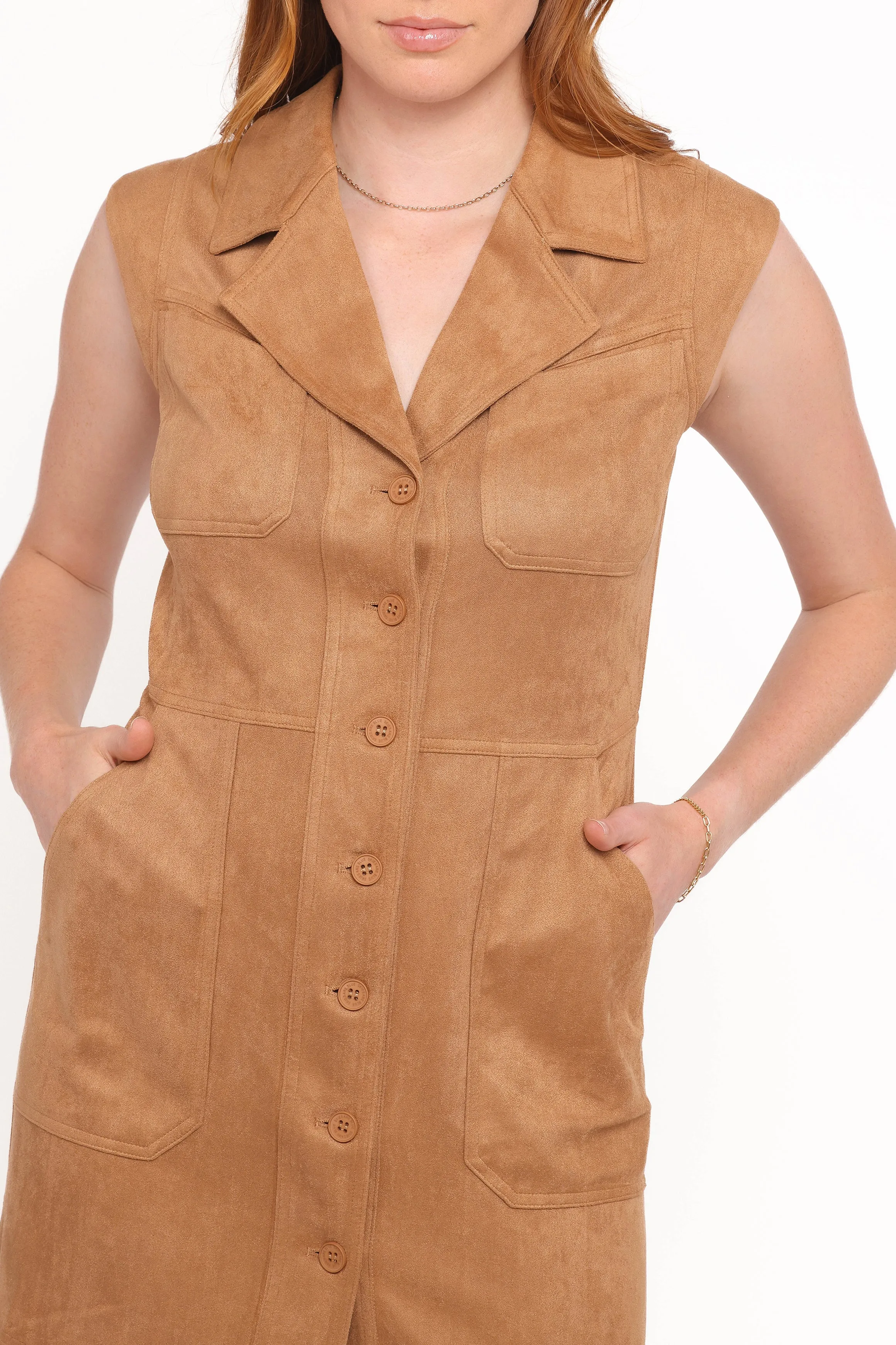 Xoey Suede Mini Dress - Camel sold by Petal & Pup product image thumbnail 2