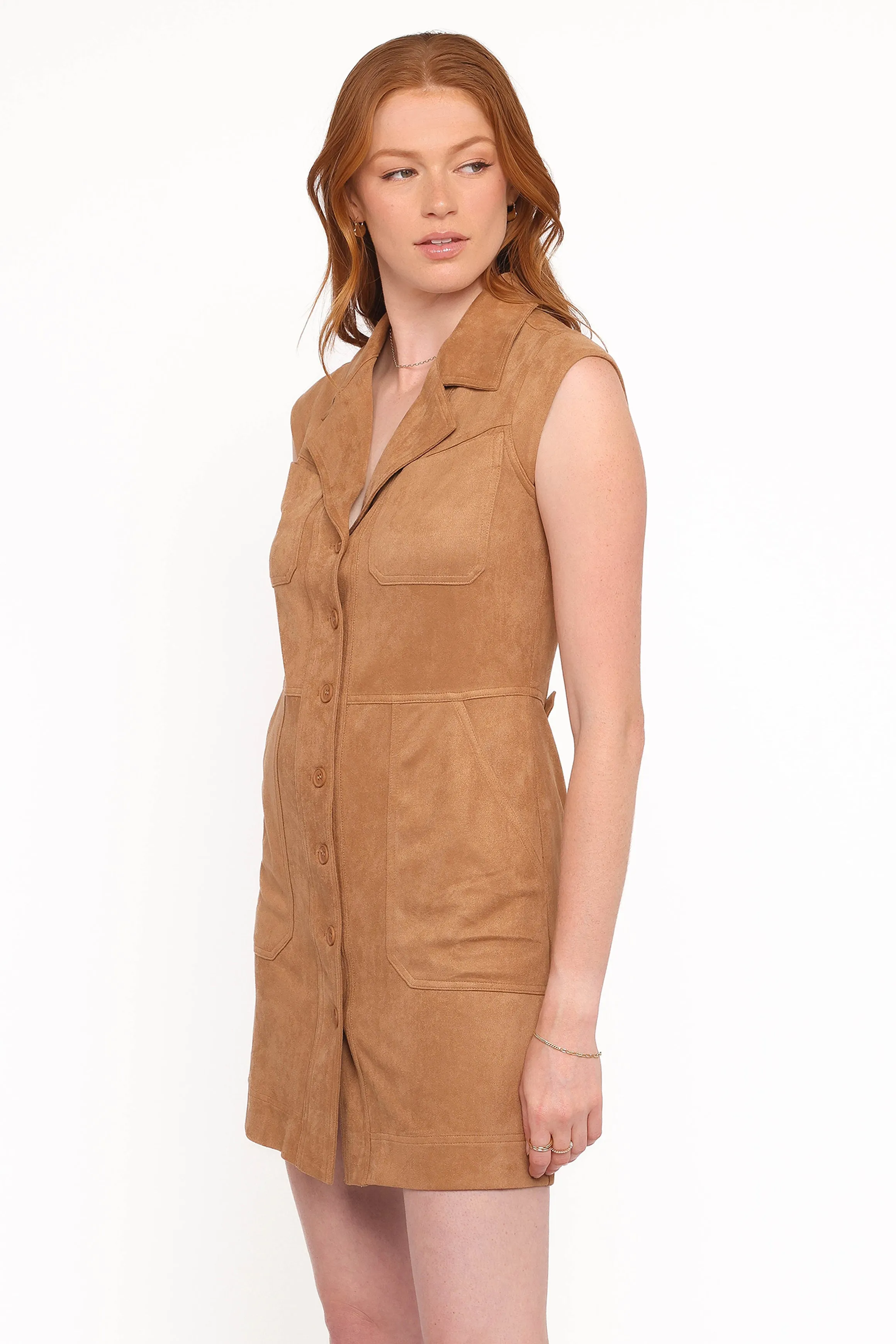 Xoey Suede Mini Dress - Camel sold by Petal & Pup product image thumbnail 3