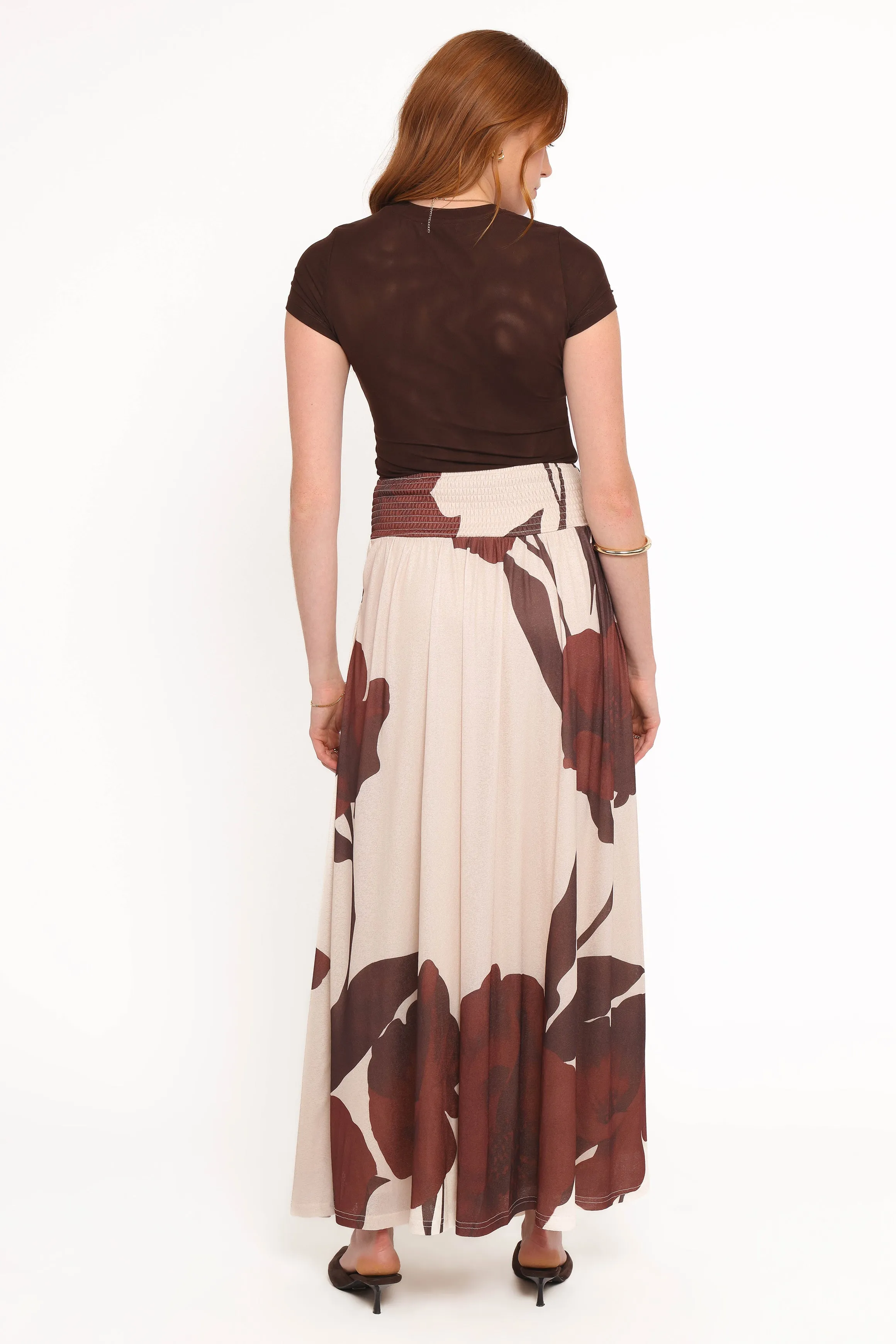 Cascade Maxi Skirt - Cream Brown Floral sold by Petal & Pup product image thumbnail 3