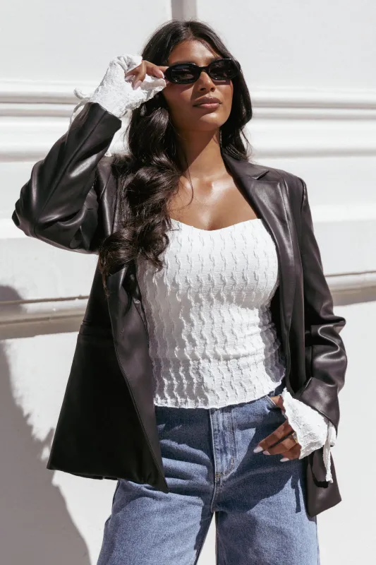 Jamie Faux Leather Blazer - Black sold by Petal & Pup