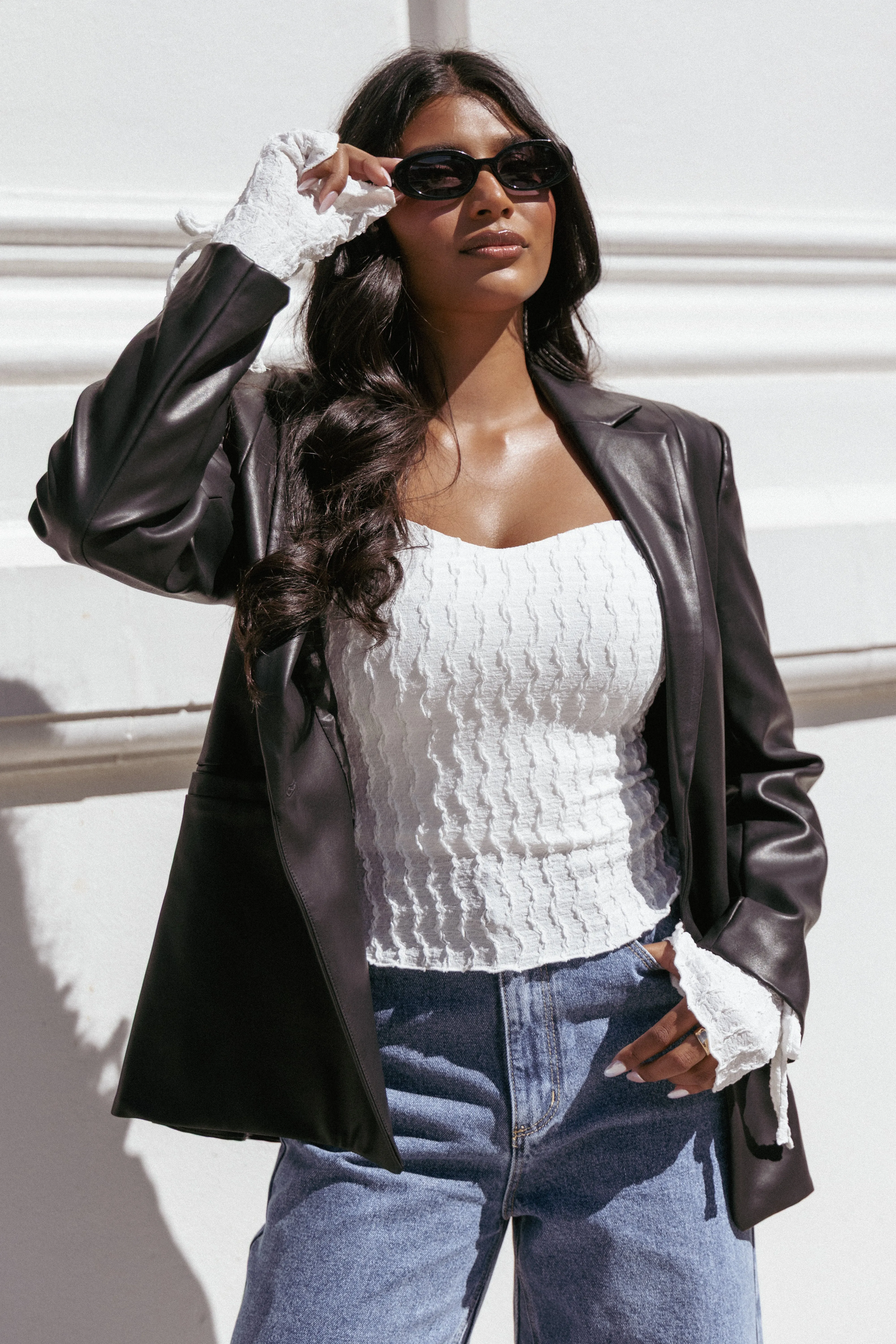 Jamie Faux Leather Blazer - Black sold by Petal & Pup