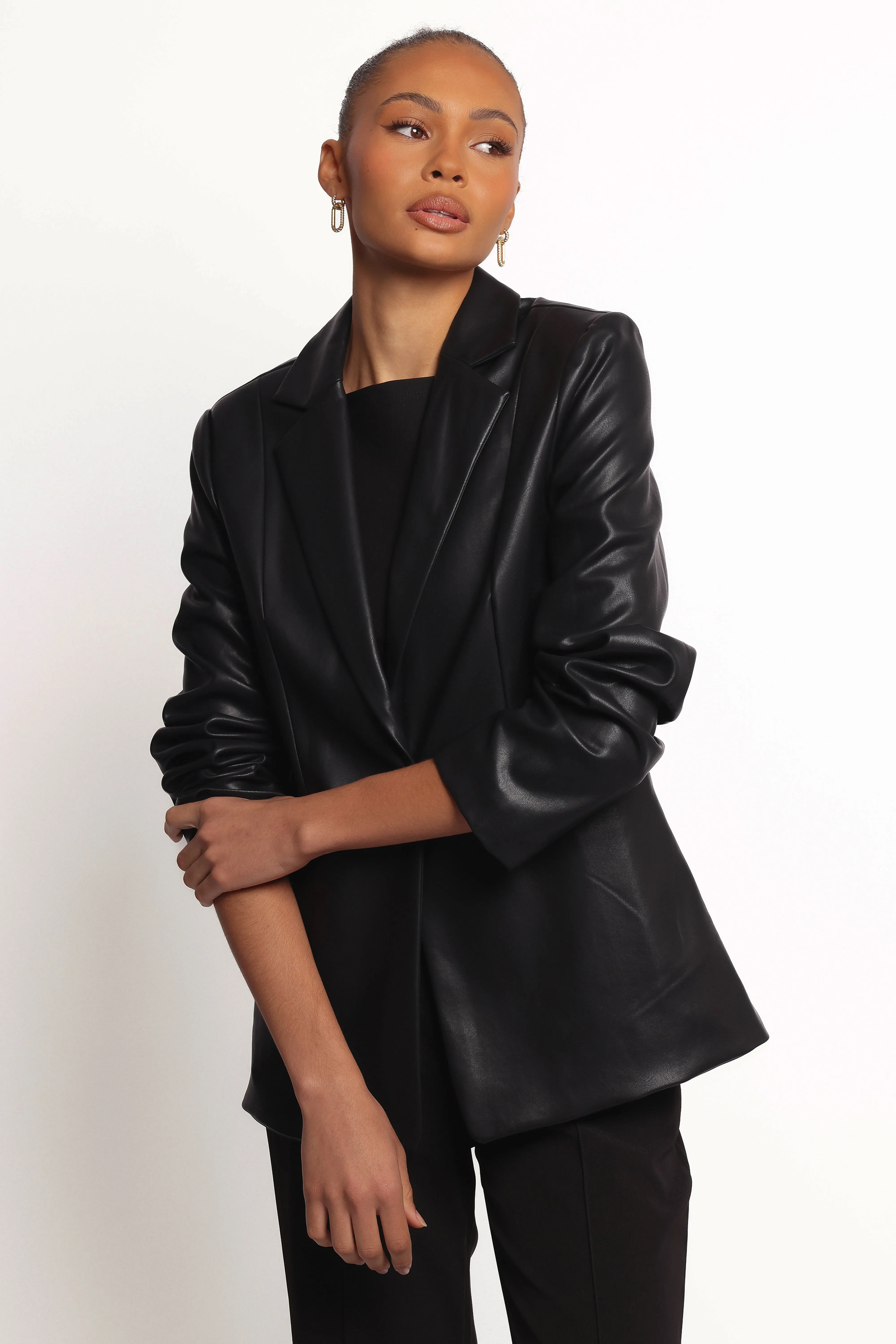 Jamie Faux Leather Blazer - Black sold by Petal & Pup product image thumbnail 4