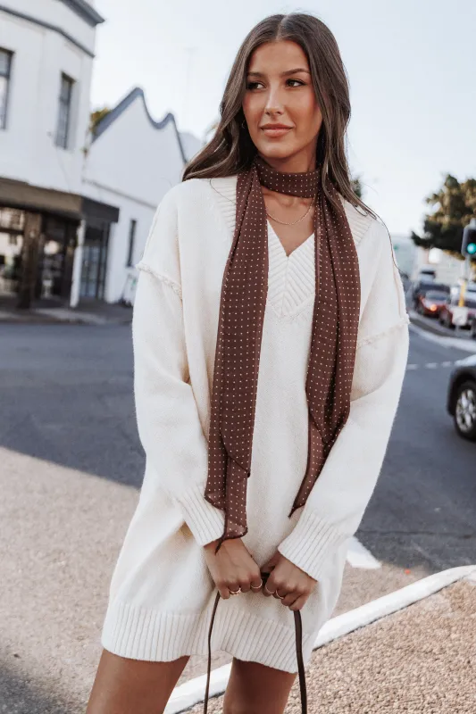 Sancia Knit Mini Dress - Cream sold by Petal & Pup