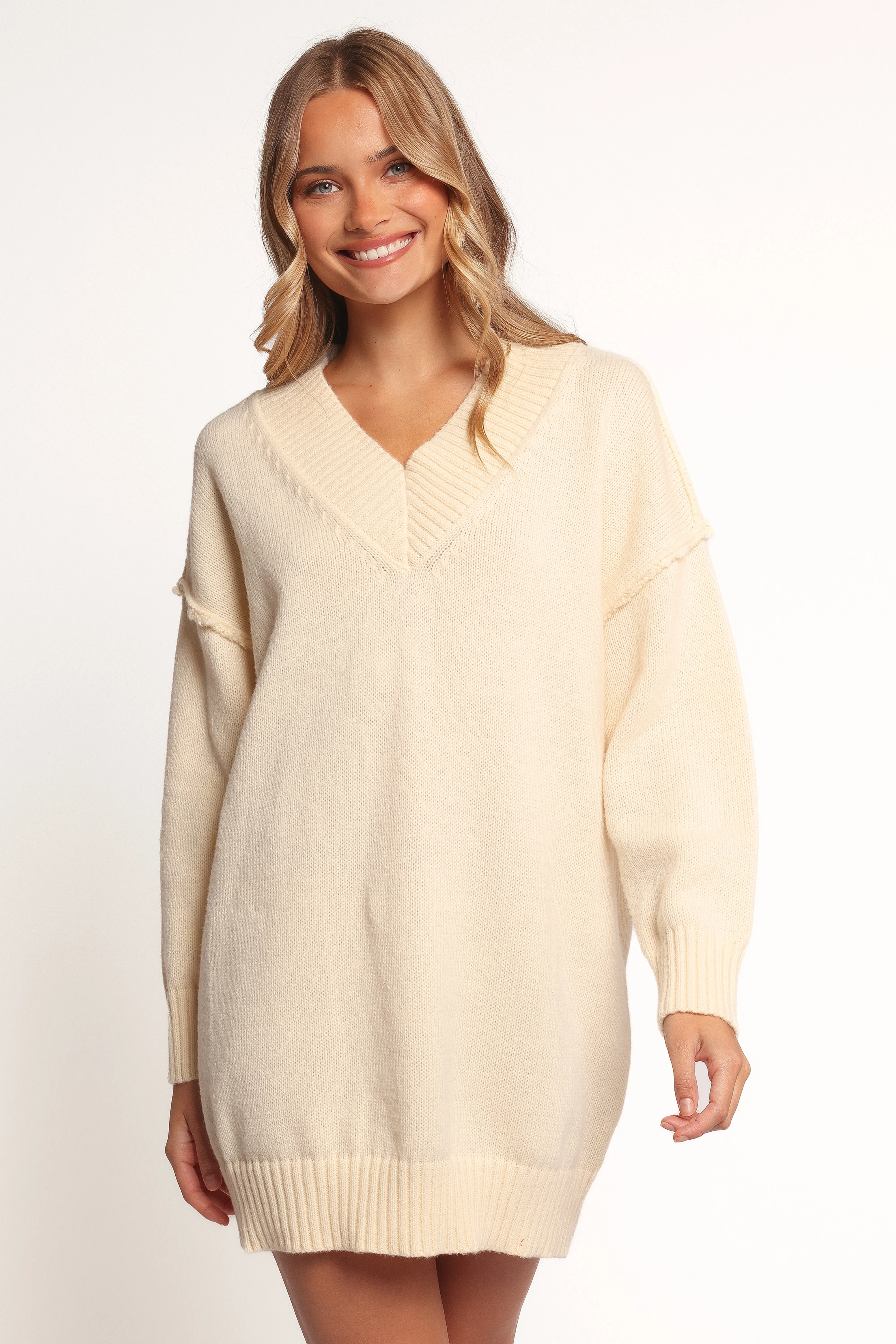 Sancia Knit Mini Dress - Cream sold by Petal & Pup product image thumbnail 2