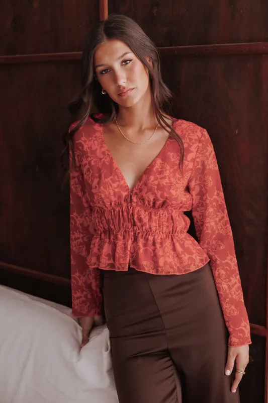 Monica Long Sleeve Top - Red Roses sold by Petal & Pup