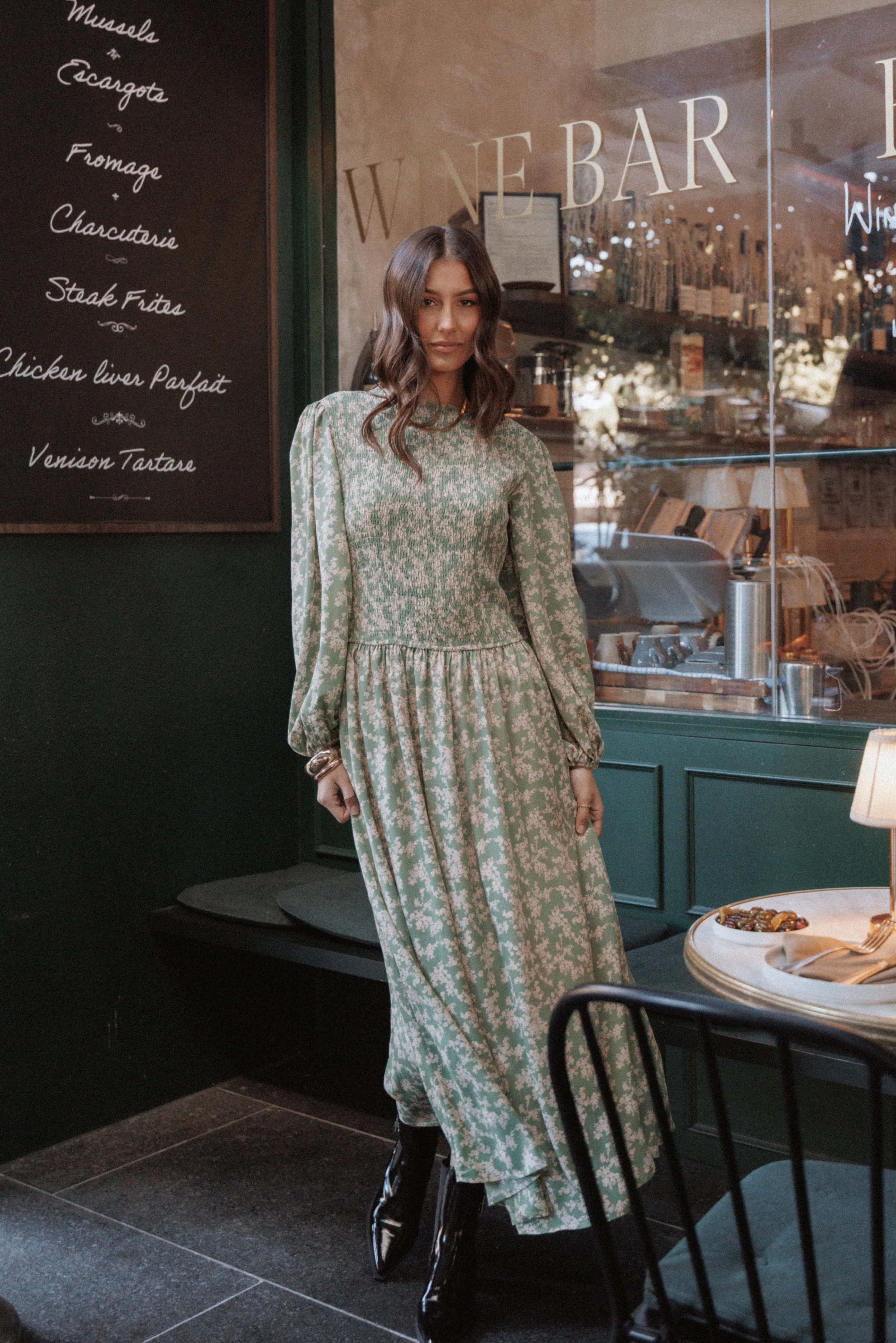 Ashara Long Sleeve Midi Dress - Green Floral sold by Petal & Pup