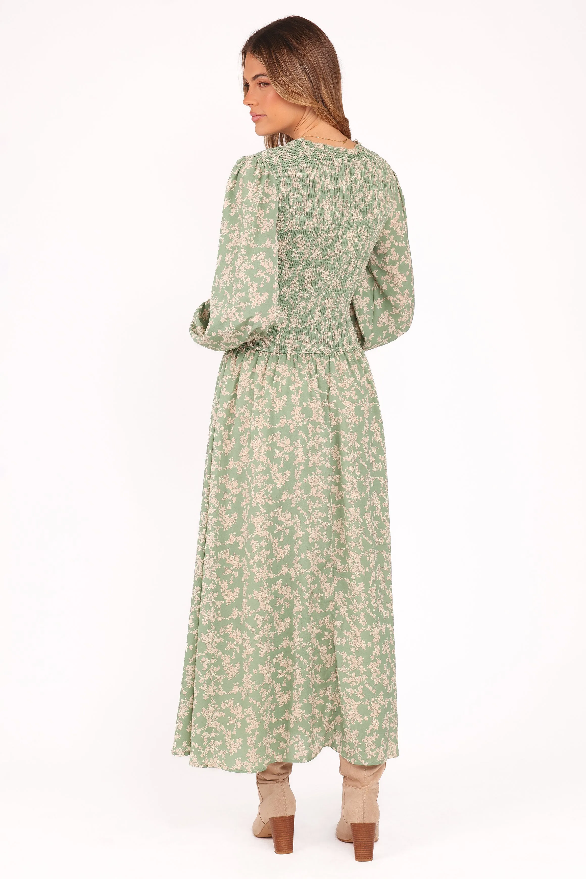 Ashara Long Sleeve Midi Dress - Green Floral sold by Petal & Pup product image thumbnail 5