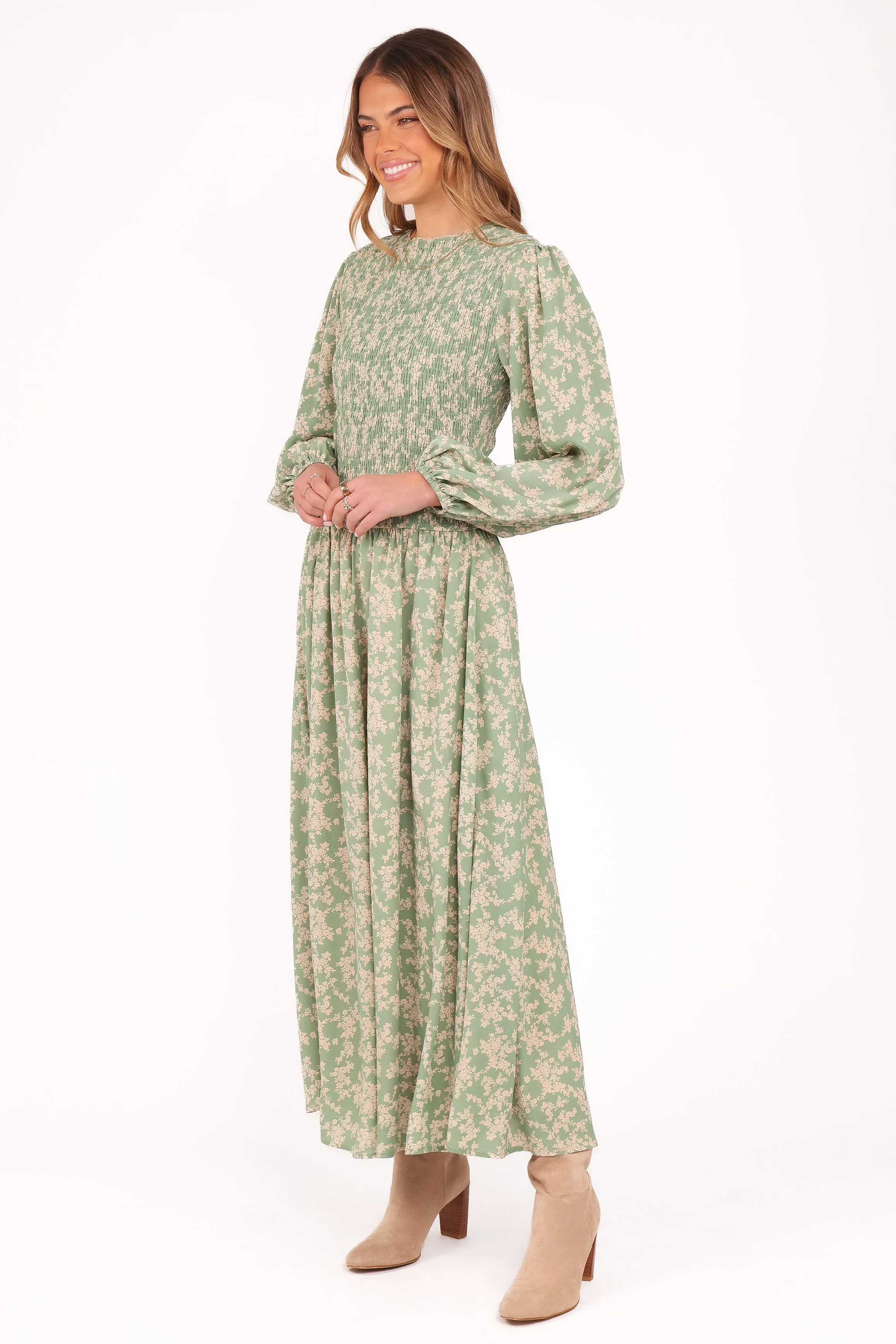 Ashara Long Sleeve Midi Dress - Green Floral sold by Petal & Pup product image thumbnail 4