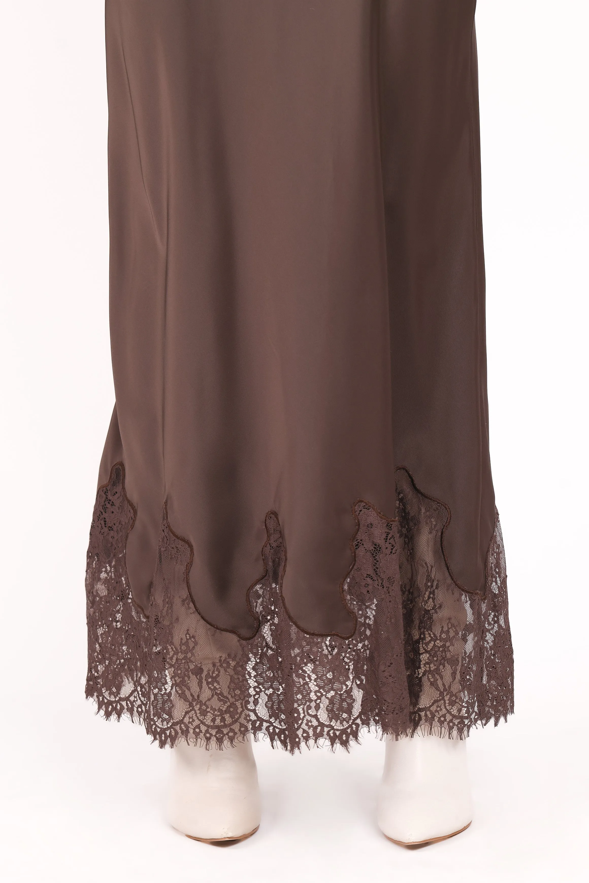 Alira Lace Trim Midi Skirt - Brown sold by Petal & Pup product image thumbnail 3