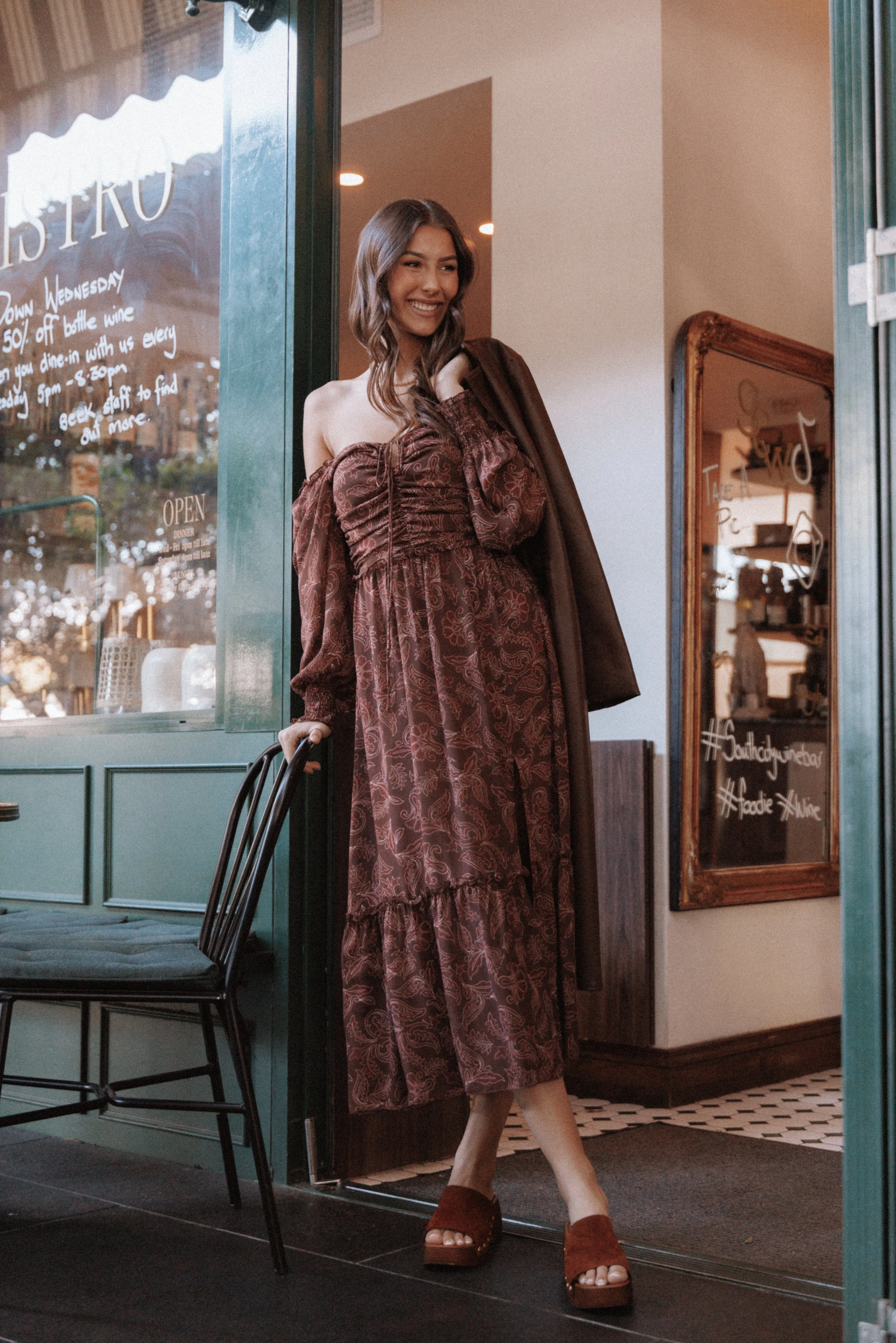 Keziah Long Sleeve Maxi Dress - Burgundy Paisley sold by Petal & Pup