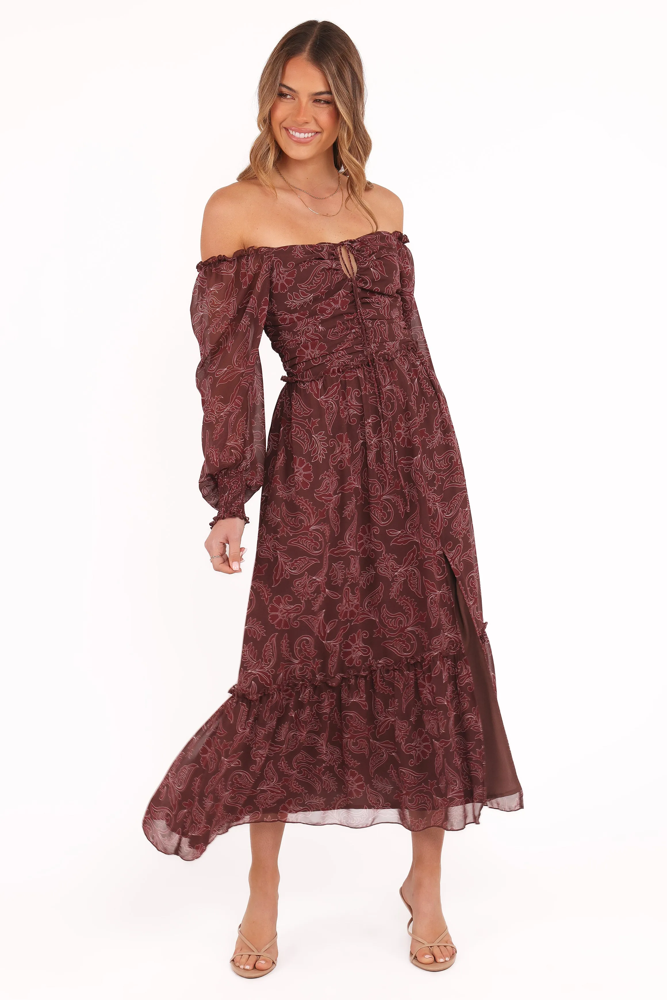 Keziah Long Sleeve Maxi Dress - Burgundy Paisley sold by Petal & Pup product image thumbnail 2