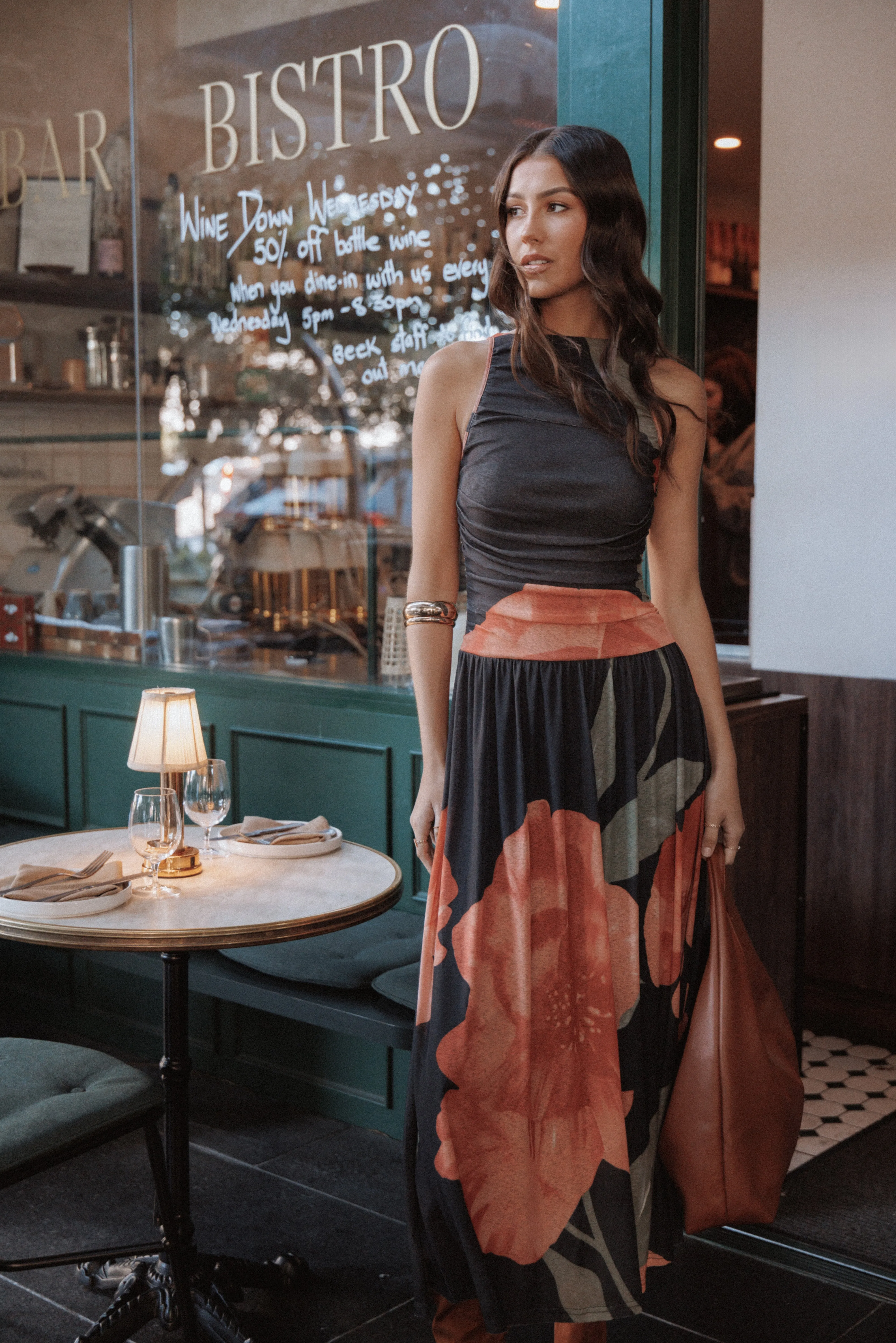 Carlin Midi Dress - Black Floral sold by Petal & Pup