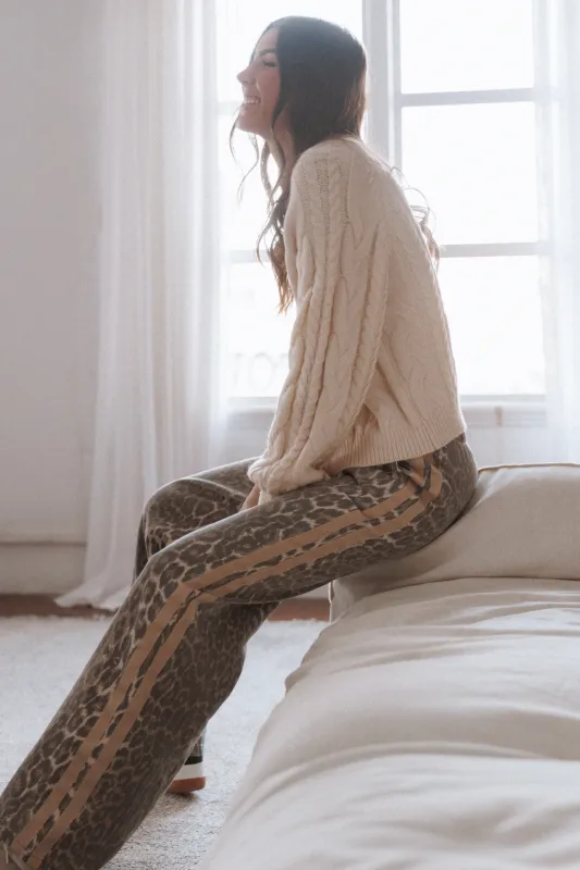 Fletcher Denim Racer Pants - Leopard sold by Petal & Pup