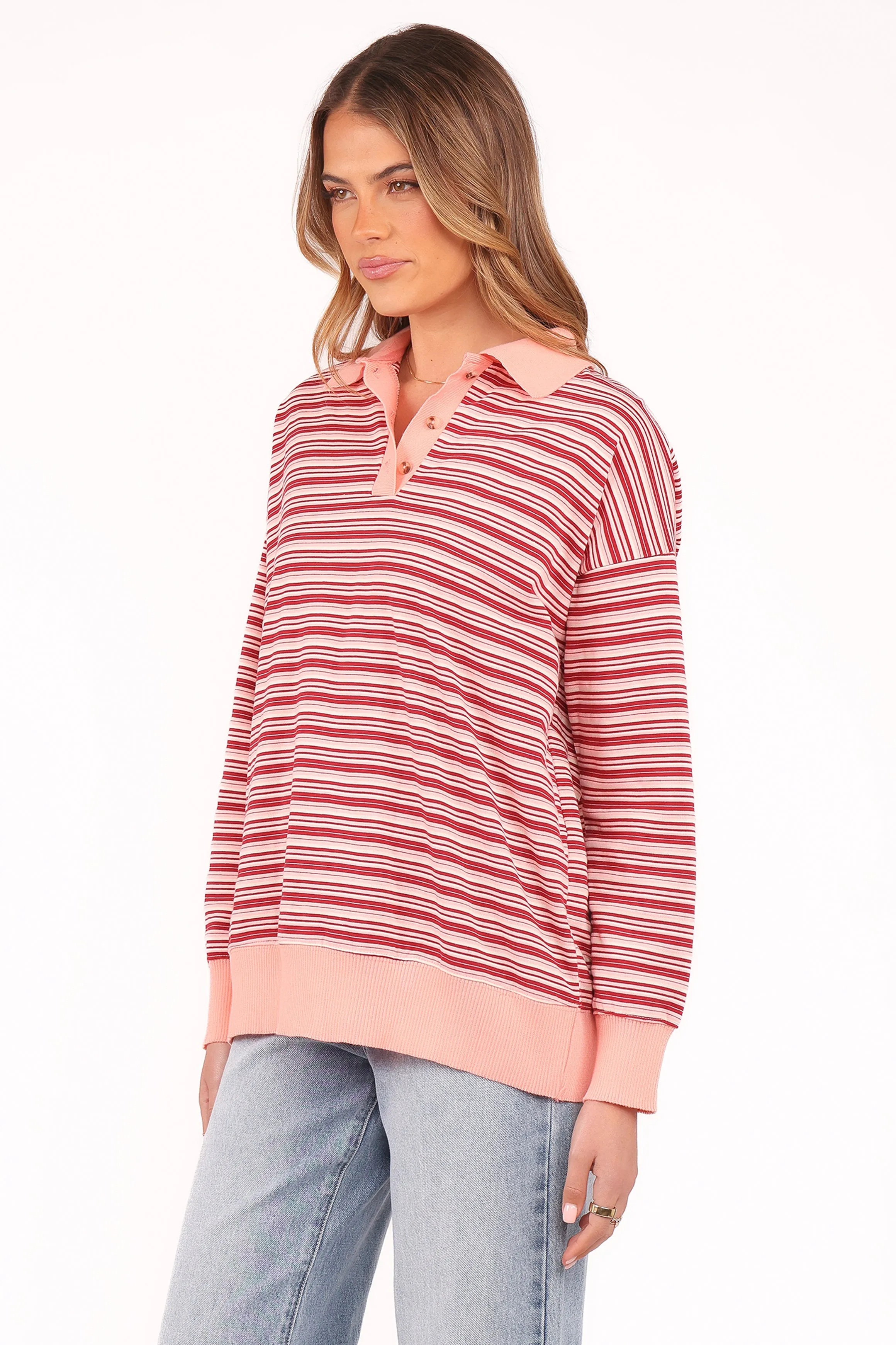 Beau Long Sleeve Jersey Top - Pink Stripe sold by Petal & Pup product image thumbnail 4