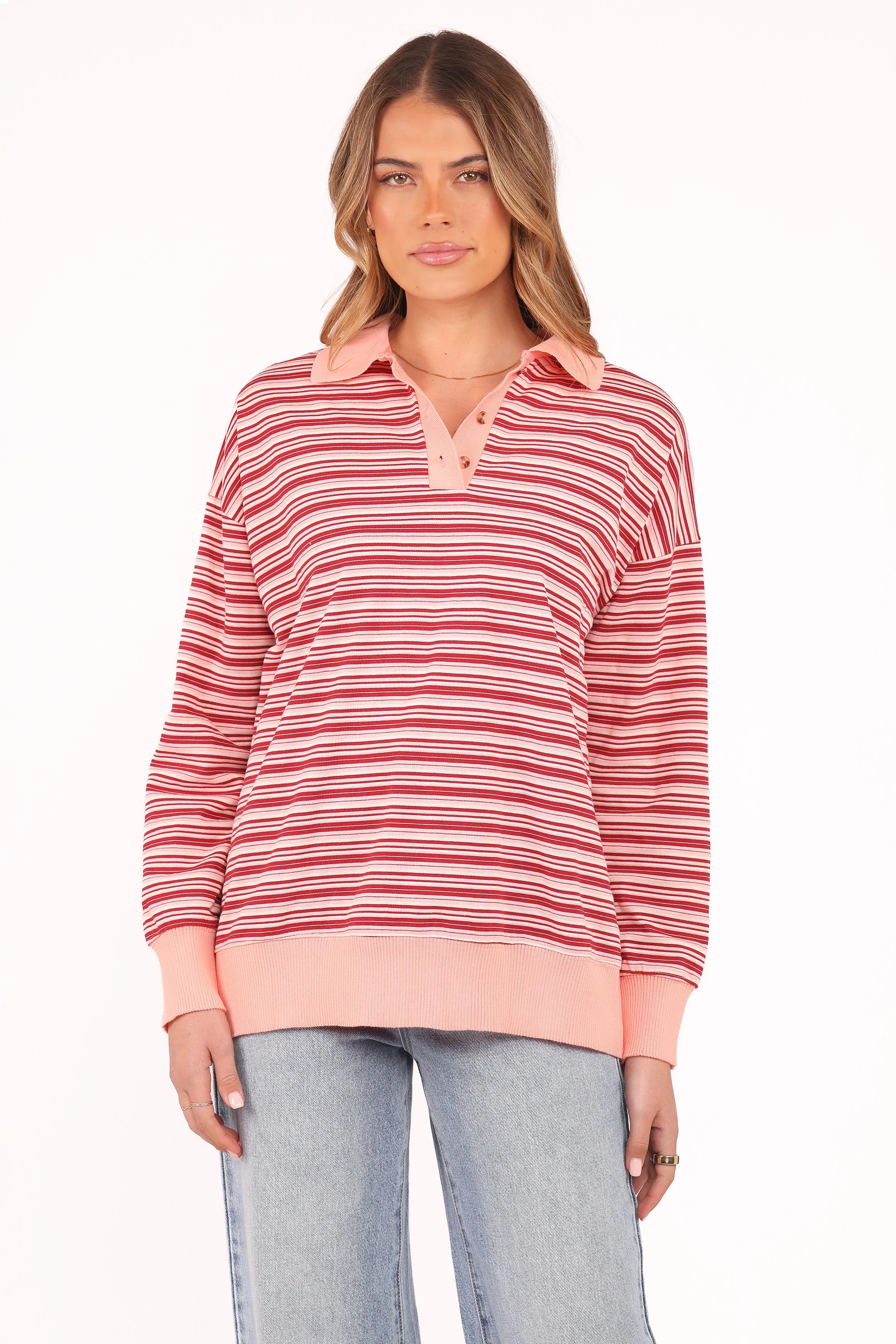 Beau Long Sleeve Jersey Top - Pink Stripe sold by Petal & Pup product image thumbnail 2