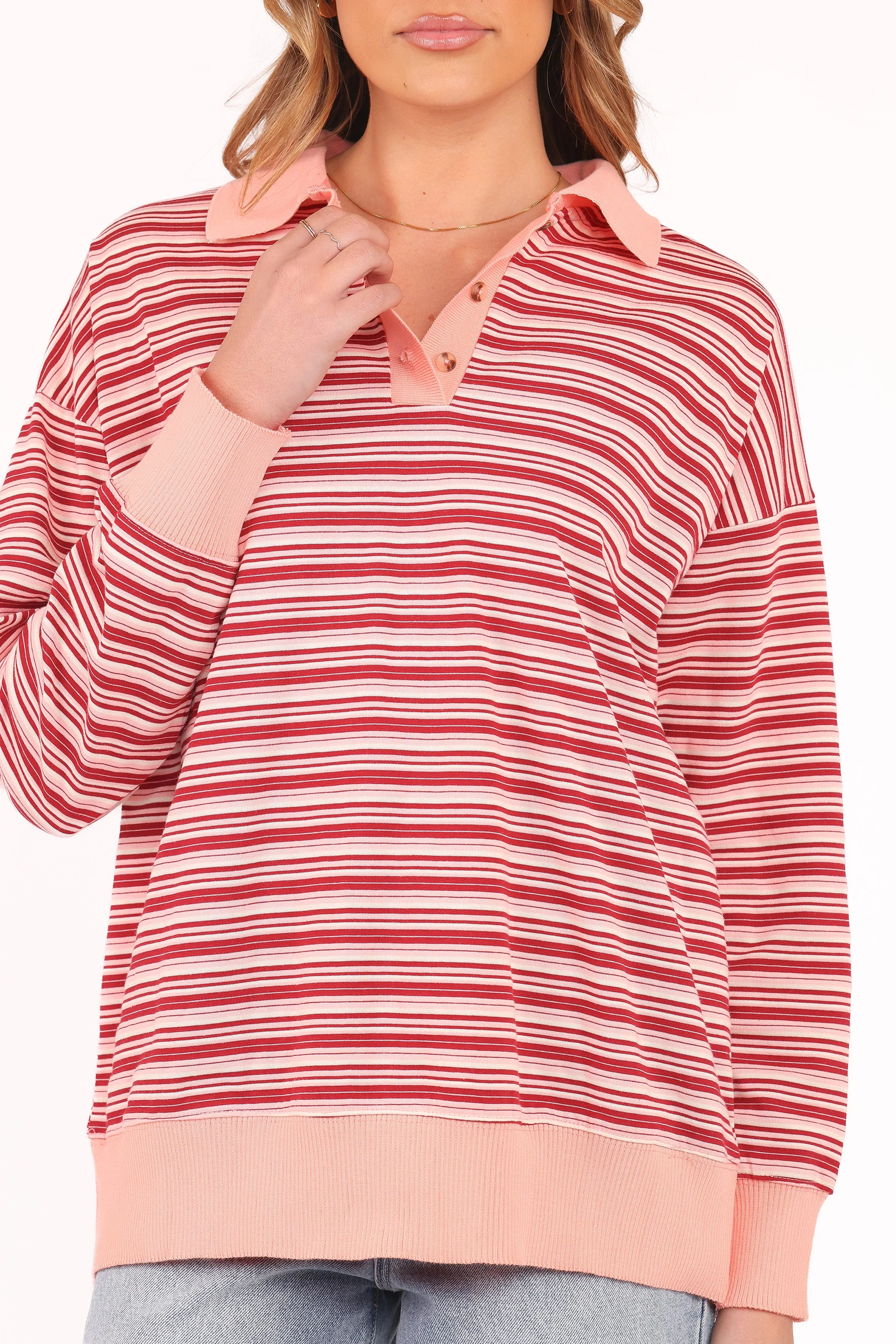 Beau Long Sleeve Jersey Top - Pink Stripe sold by Petal & Pup product image thumbnail 3